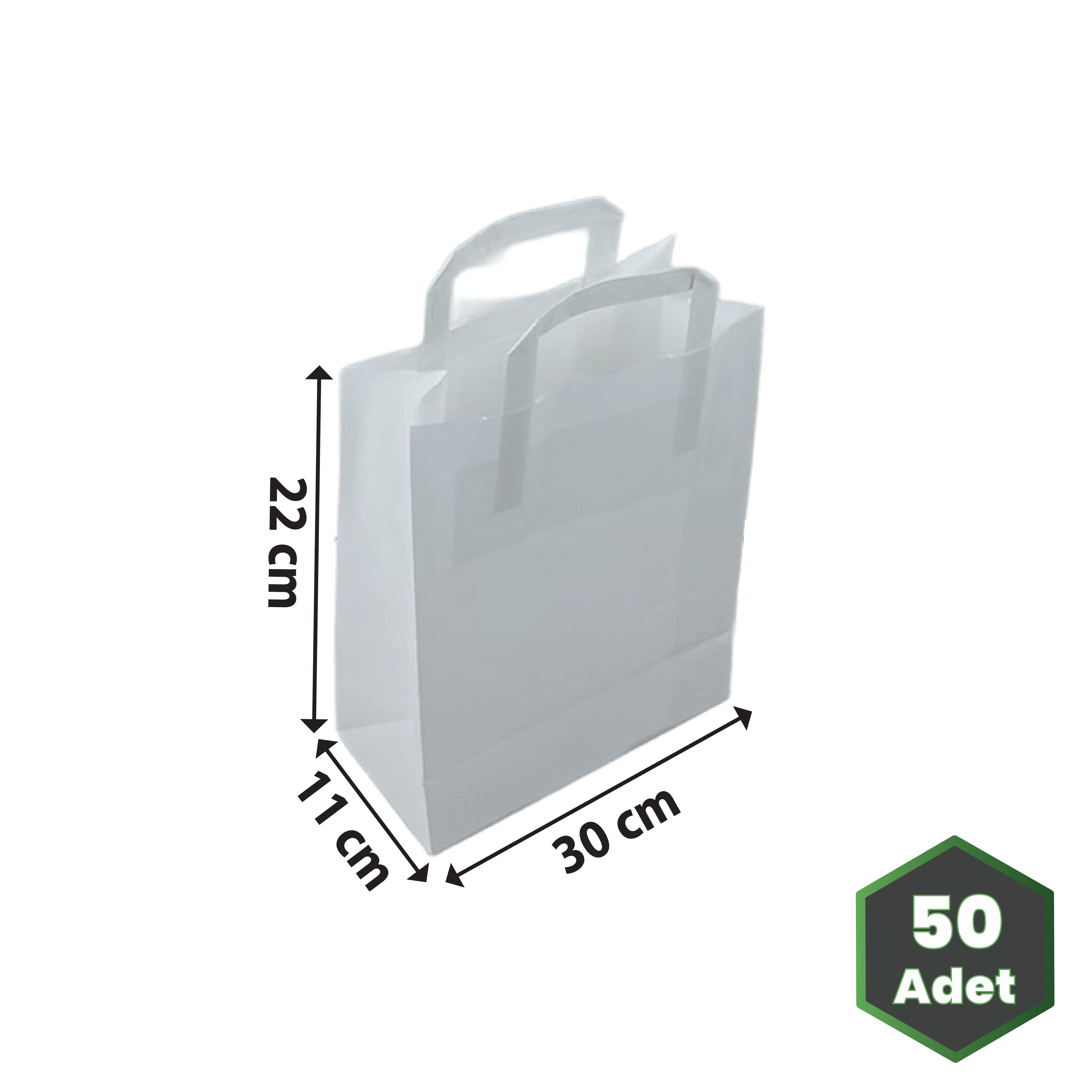 22x11x30 cm 70 gr İçten Saplı Baskısız IMK Beyaz Kağıt Çanta