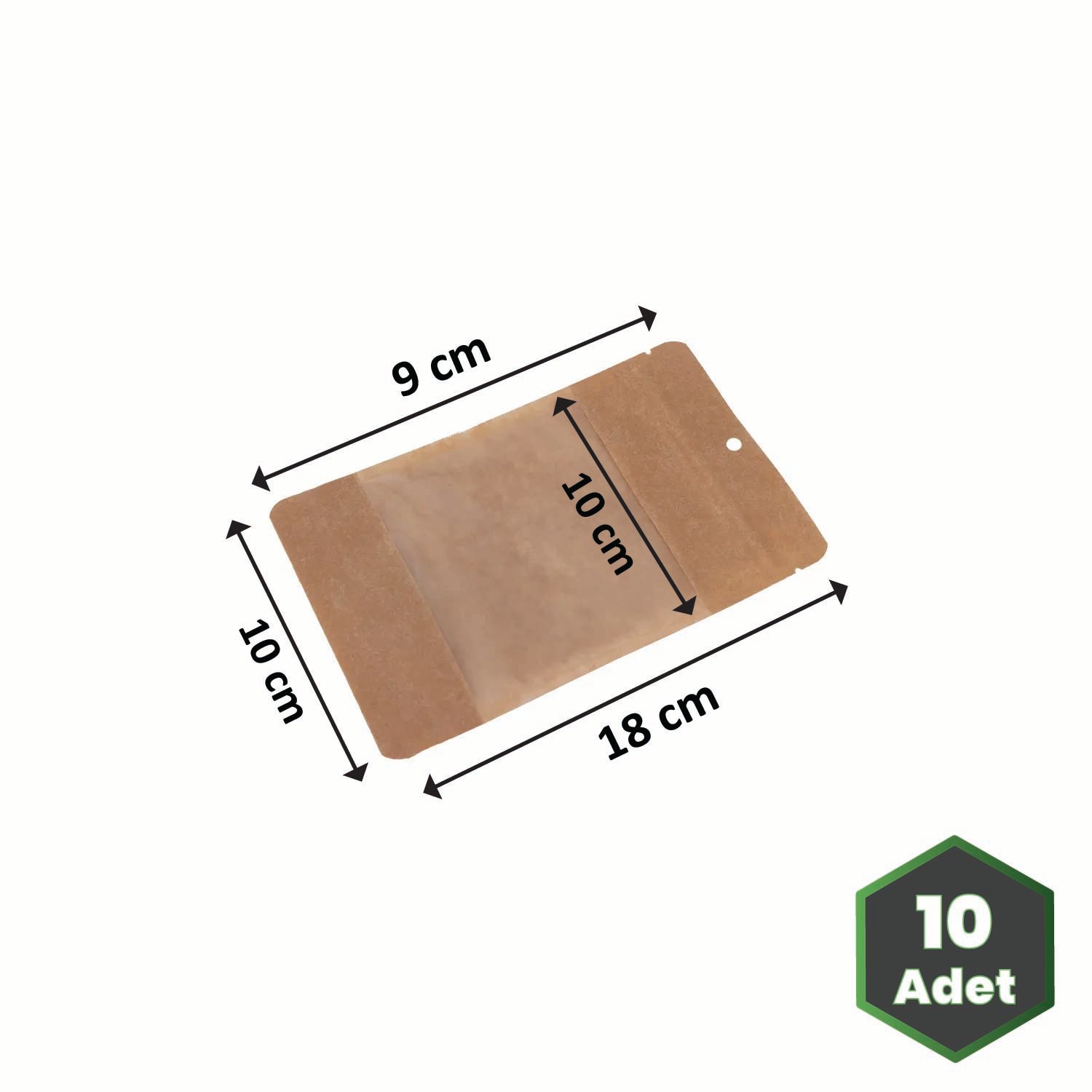 11x18 cm Kraft Geniş Pencereli Doypack  