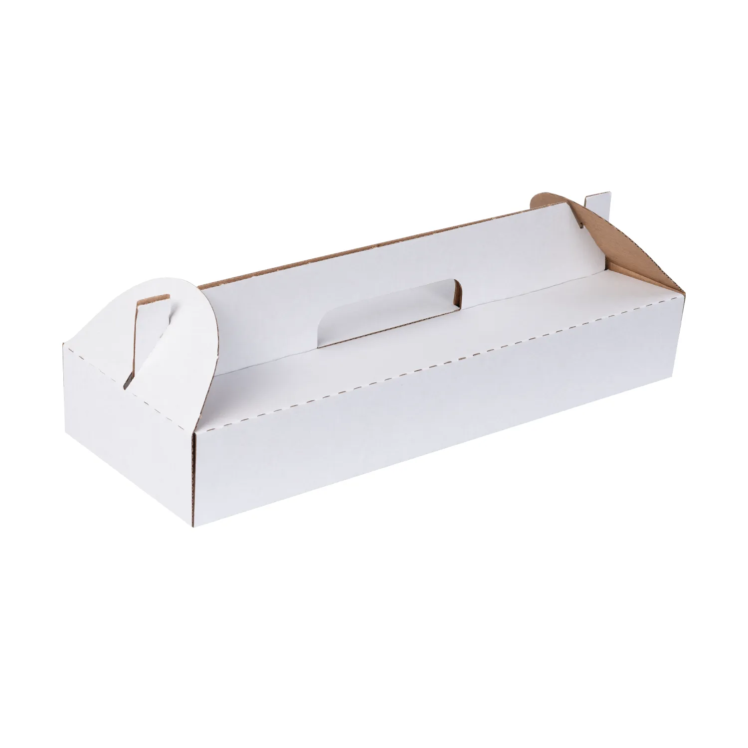 34x12x5 cm Taşıma Saplı Beyaz Pide Kutusu