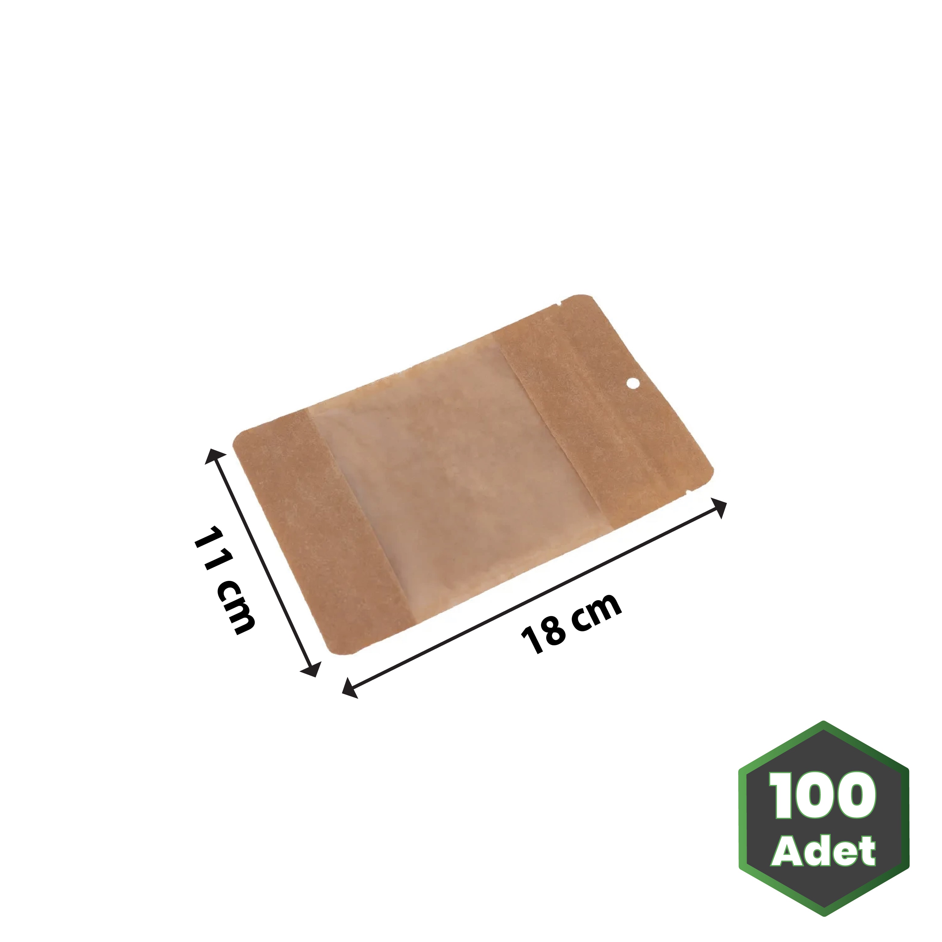 11x18 cm Kraft Geniş Pencereli Doypack  