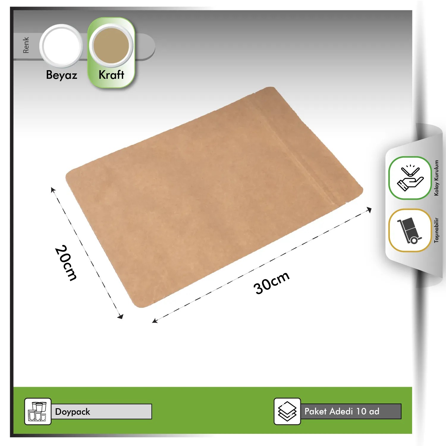 Doypack Alüminyum Kraft 20x30 cm
