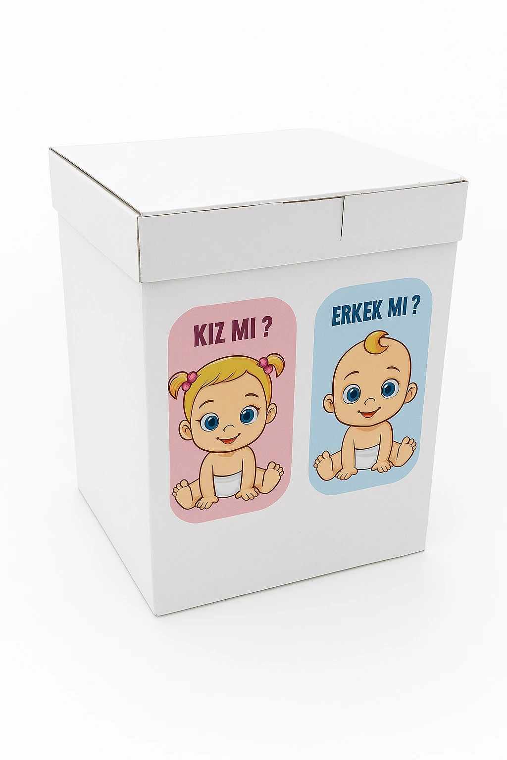 Bebek Cinsiyet Partisi Kutusu Kız/Erkek Baskılı 60x60x80 cm