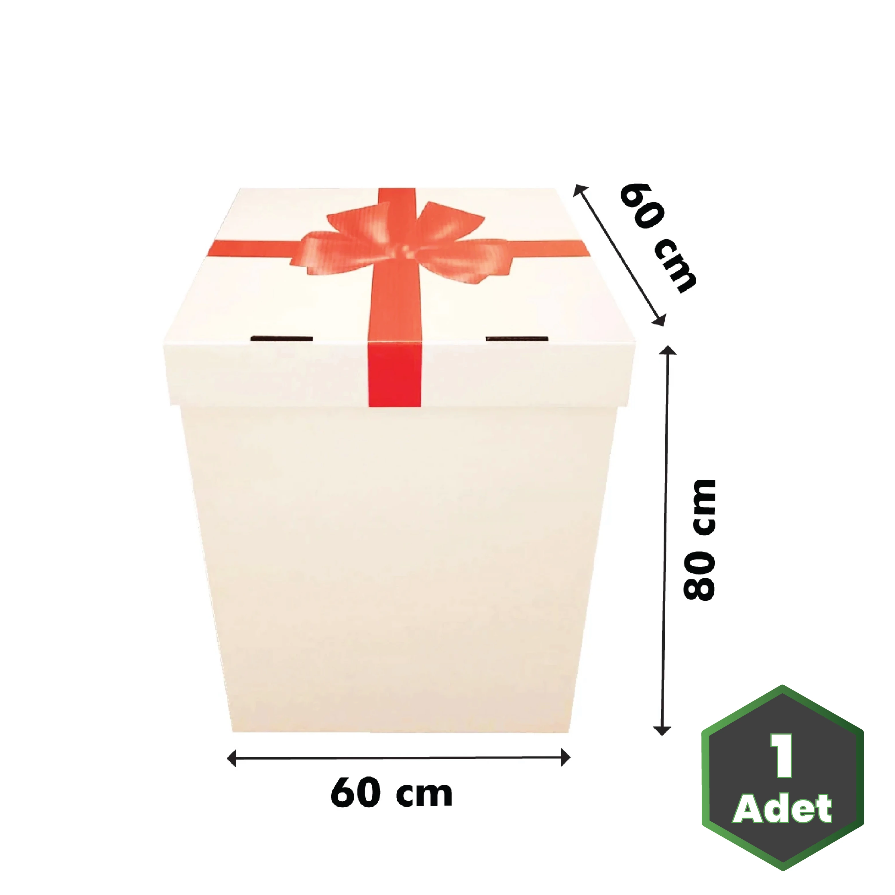 Bebek Cinsiyet Partisi Kutusu Kırmızı Kurdele Baskılı 60x60x80 cm