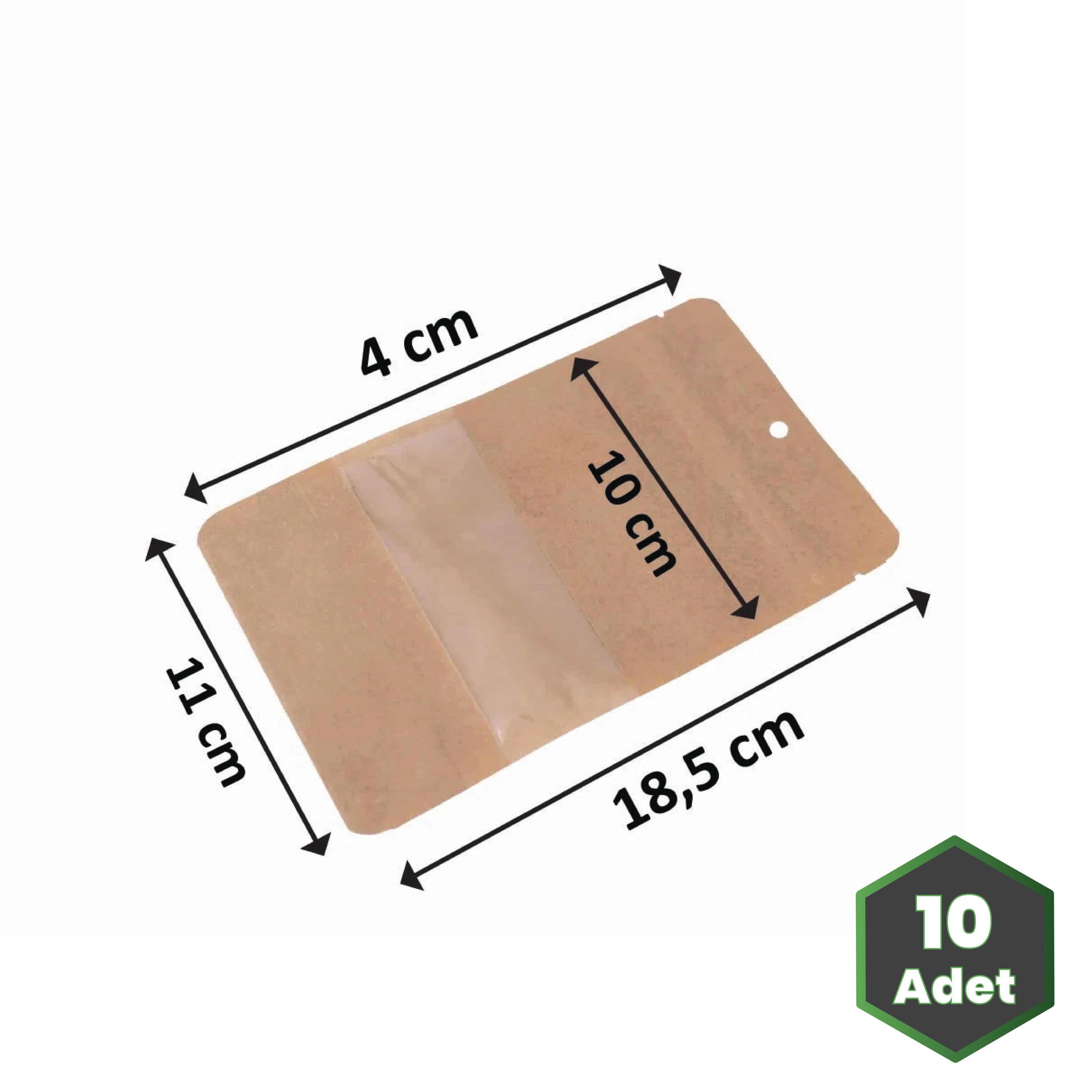 11x18,5 cm Kraft Dar Pencereli Doypack