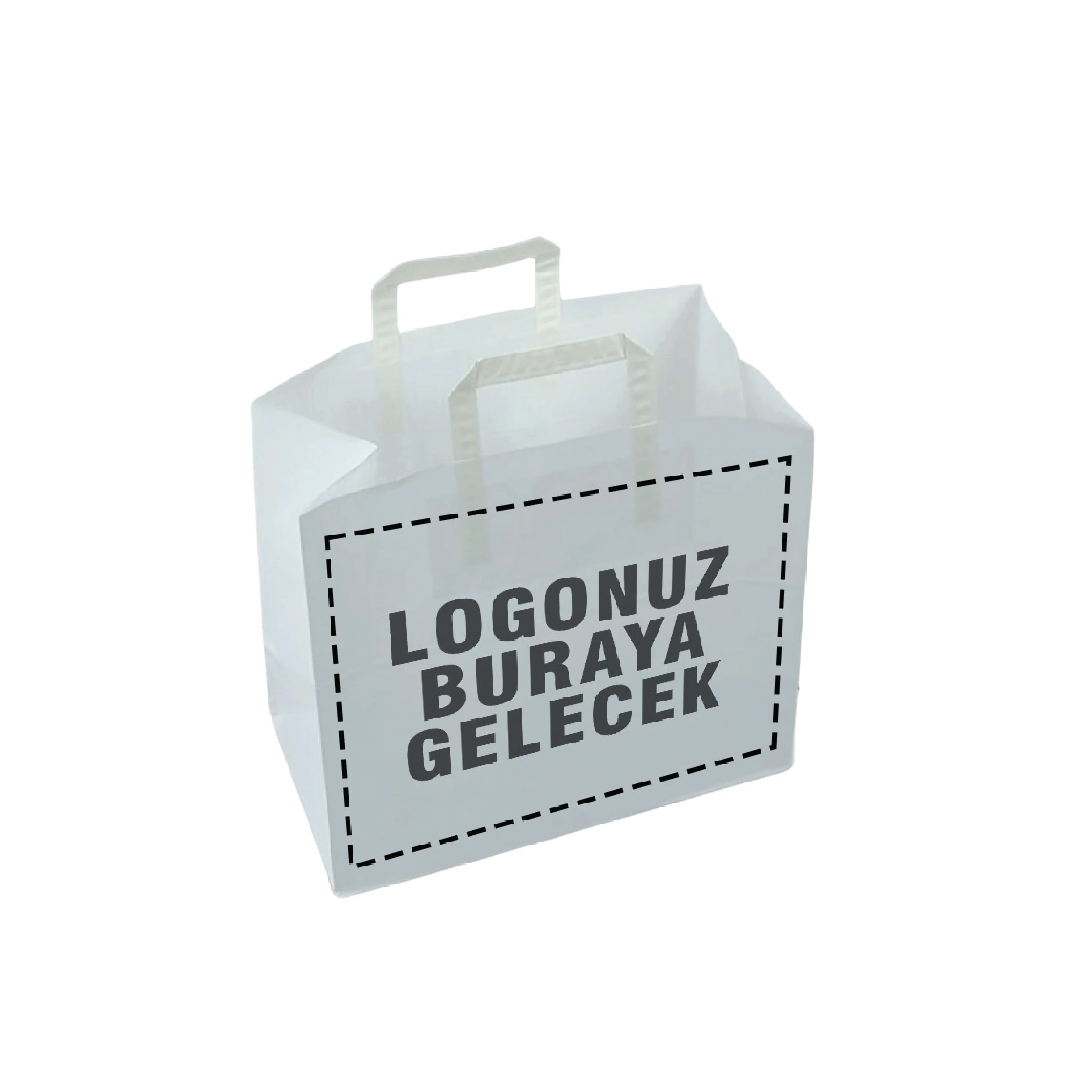32x22x25 cm 70 gr İçten Saplı Baskısız IMK Beyaz Kağıt Çanta