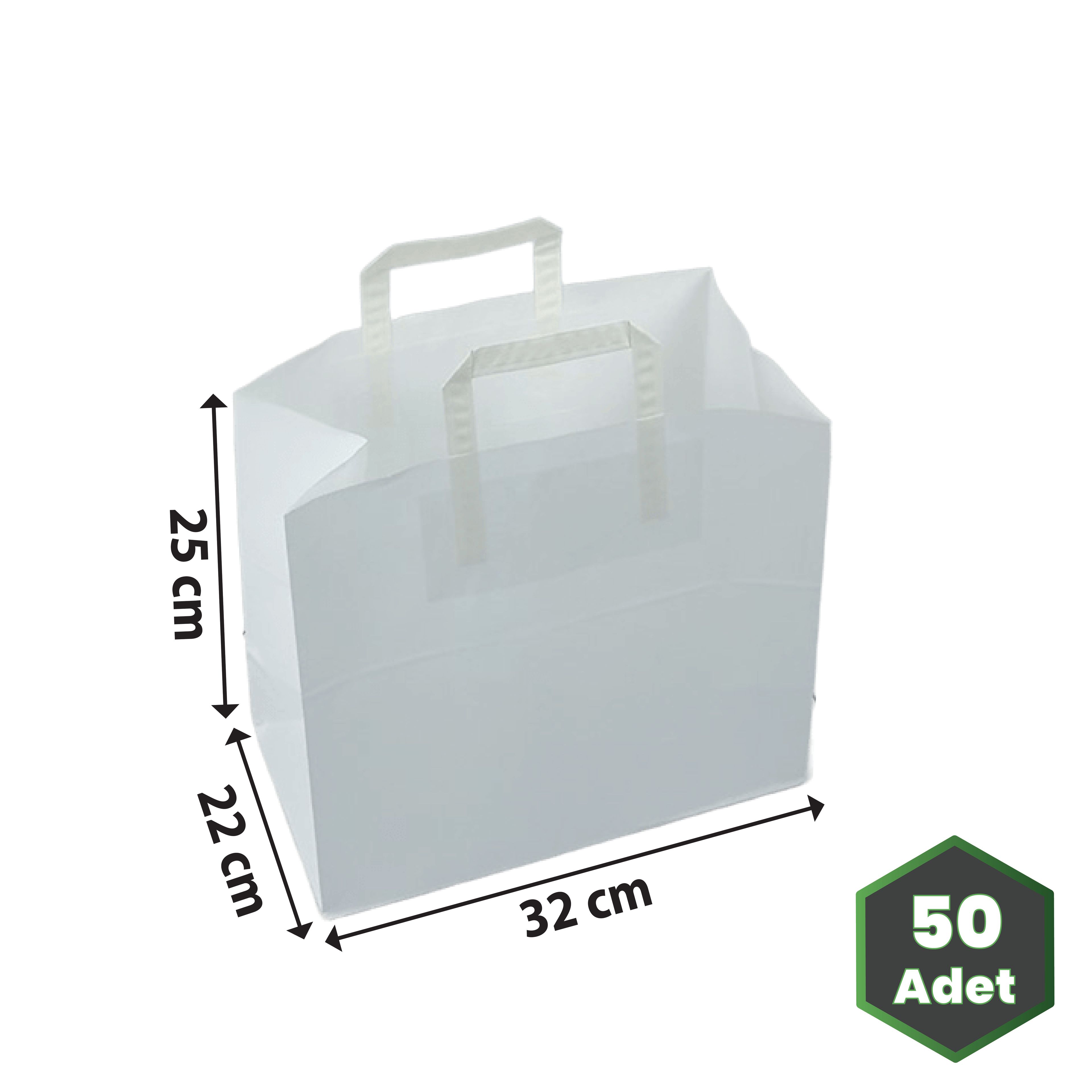 32x22x25 cm 70 gr İçten Saplı Baskısız IMK Beyaz Kağıt Çanta