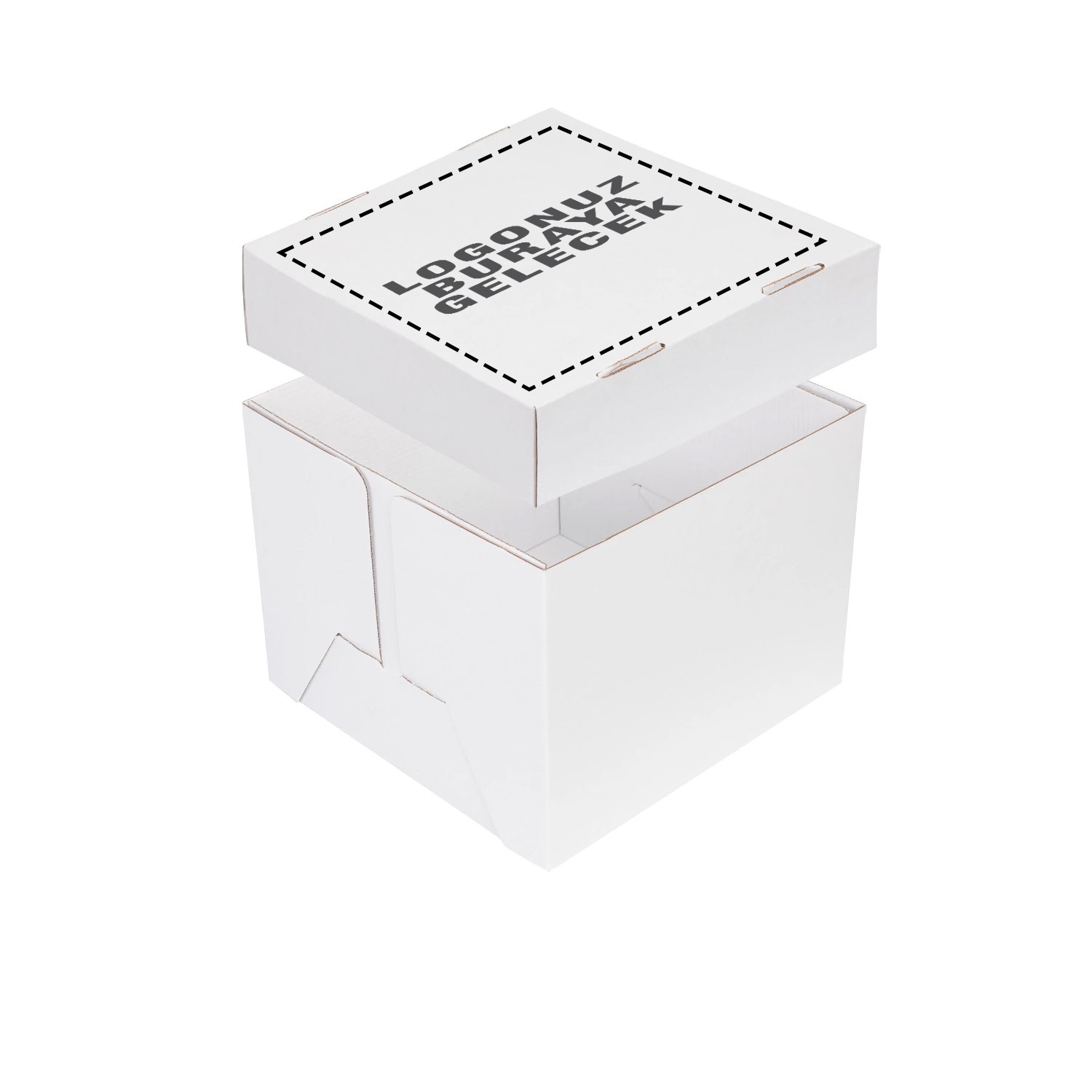 23x23x18 cm Beyaz E-ticaret Kutusu Gövde+Kapak