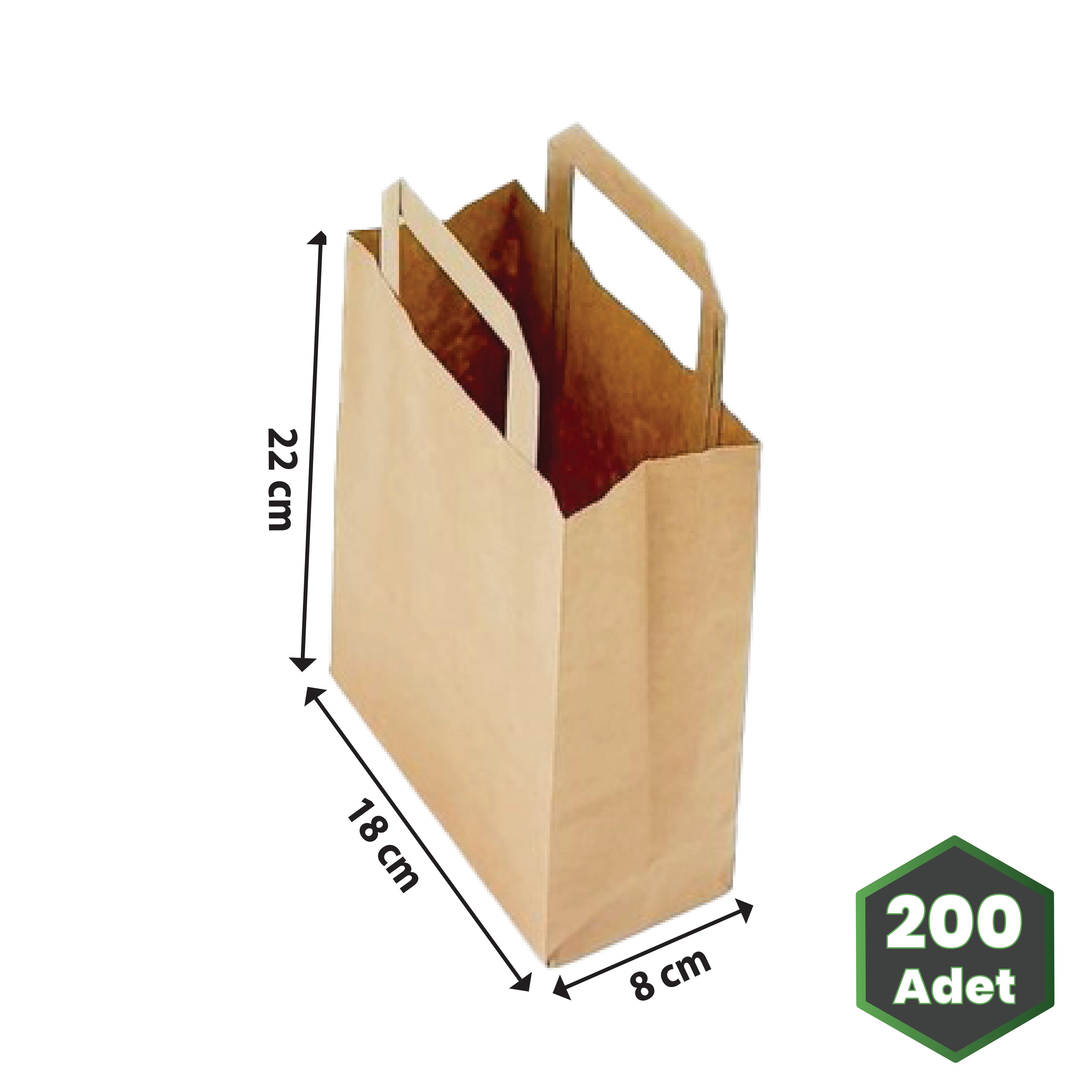 18x8x22 cm 70 gr İçten Saplı Baskısız IMK Kraft Kağıt Çanta