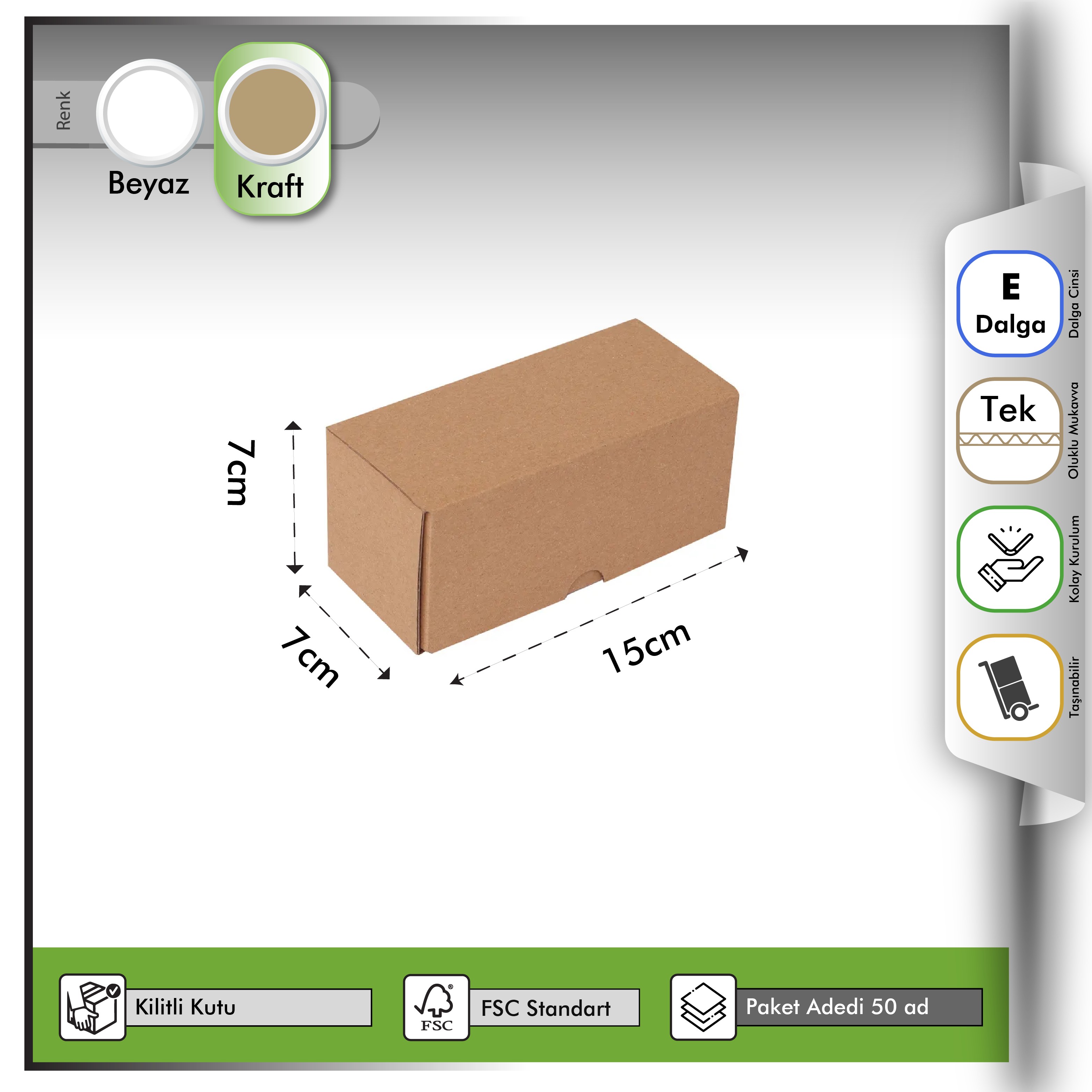 E-ticaret Kutusu Kraft 15x7x7 cm