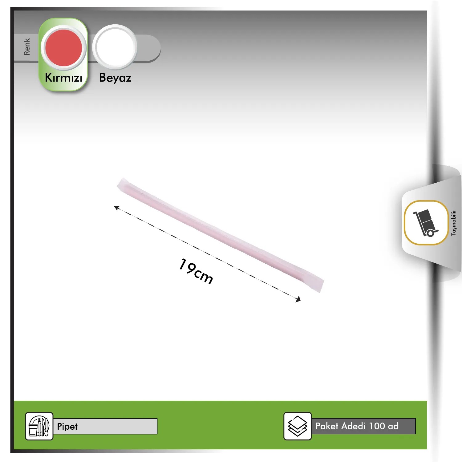 Kağıt Ambalajlı Pipet Kırmızı PİPETİX