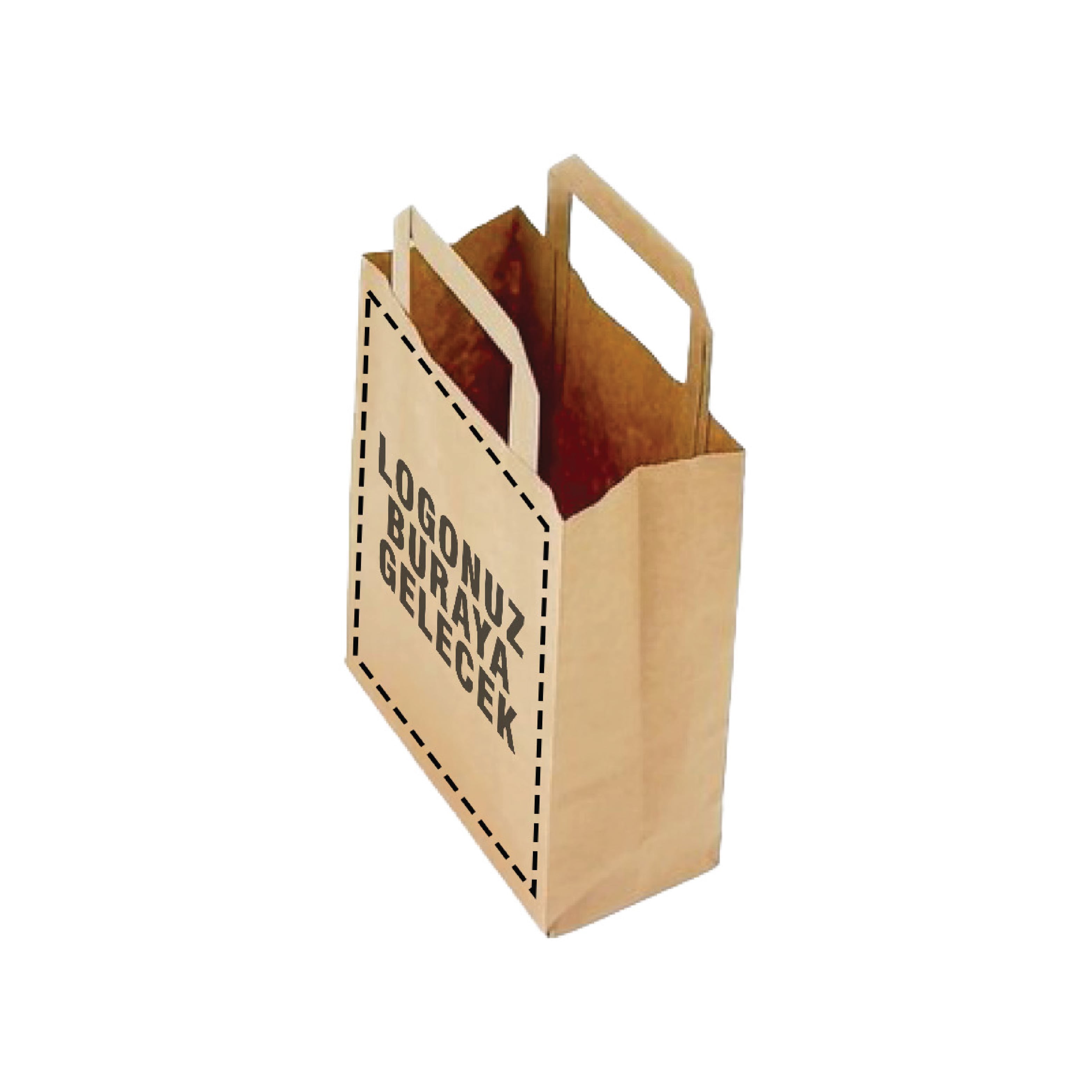 18x8x22 cm 70 gr İçten Saplı Baskısız IMK Kraft Kağıt Çanta