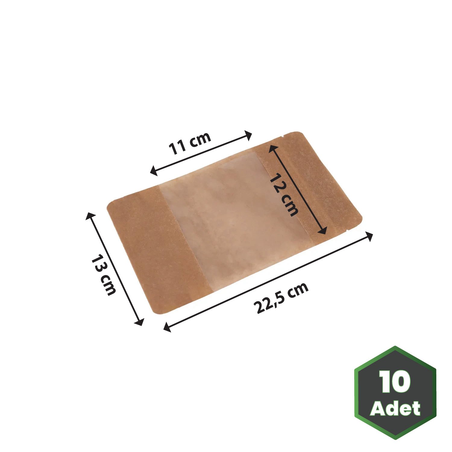 13x22,5 cm Kraft Geniş Pencereli Doypack