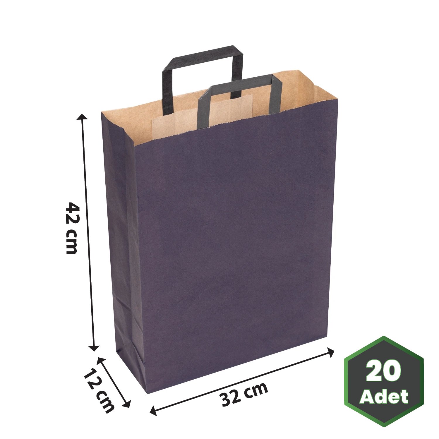 Kağıt Çanta İçten Saplı Baskısız Lacivert 80 gr 32x12x42 cm