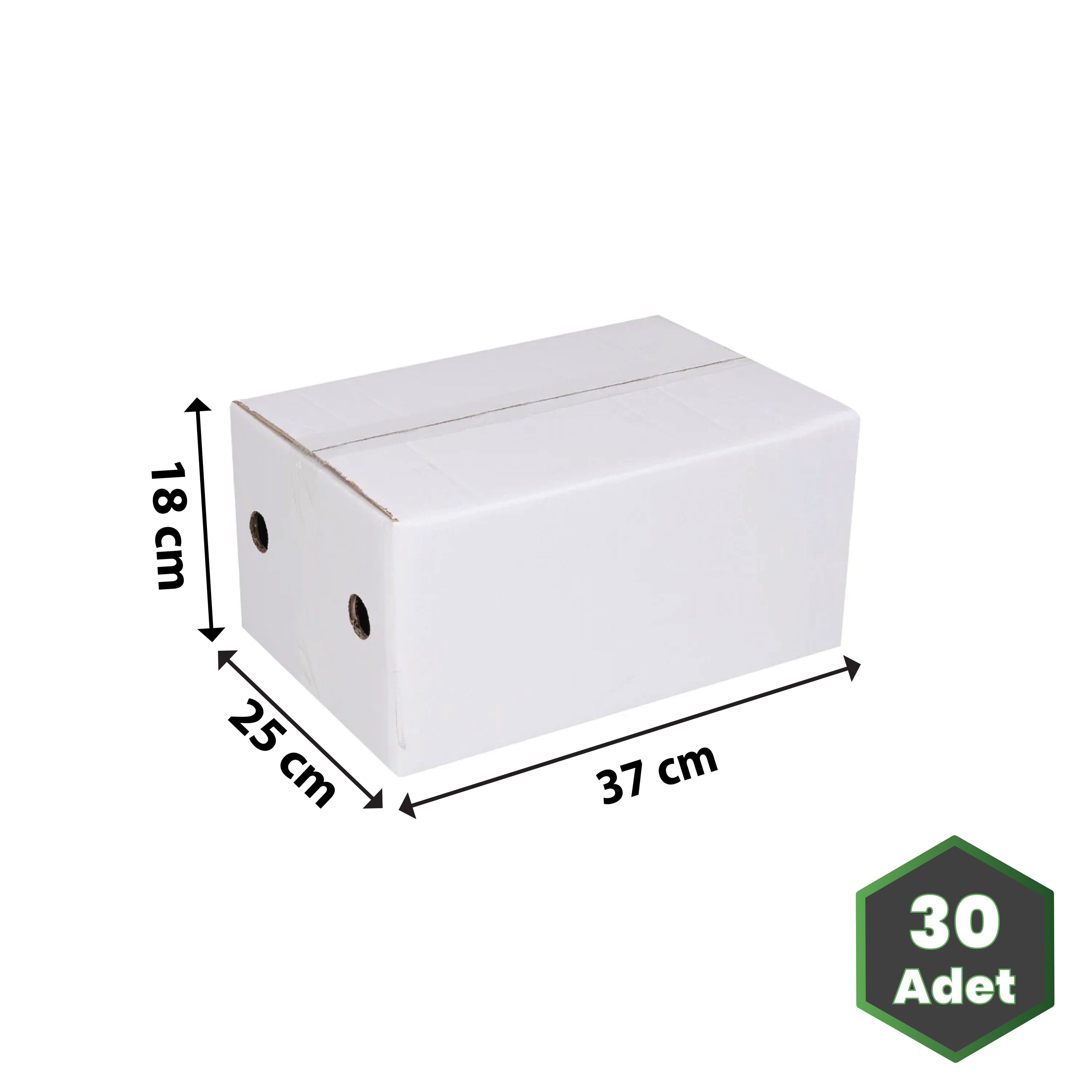 37x25x18 cm Beyaz Taşıma Kolisi Çift Oluklu Delikli