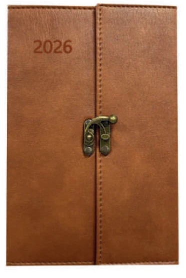 2026 Kilitli Ajanda (14x20 cm) - Kahverengi