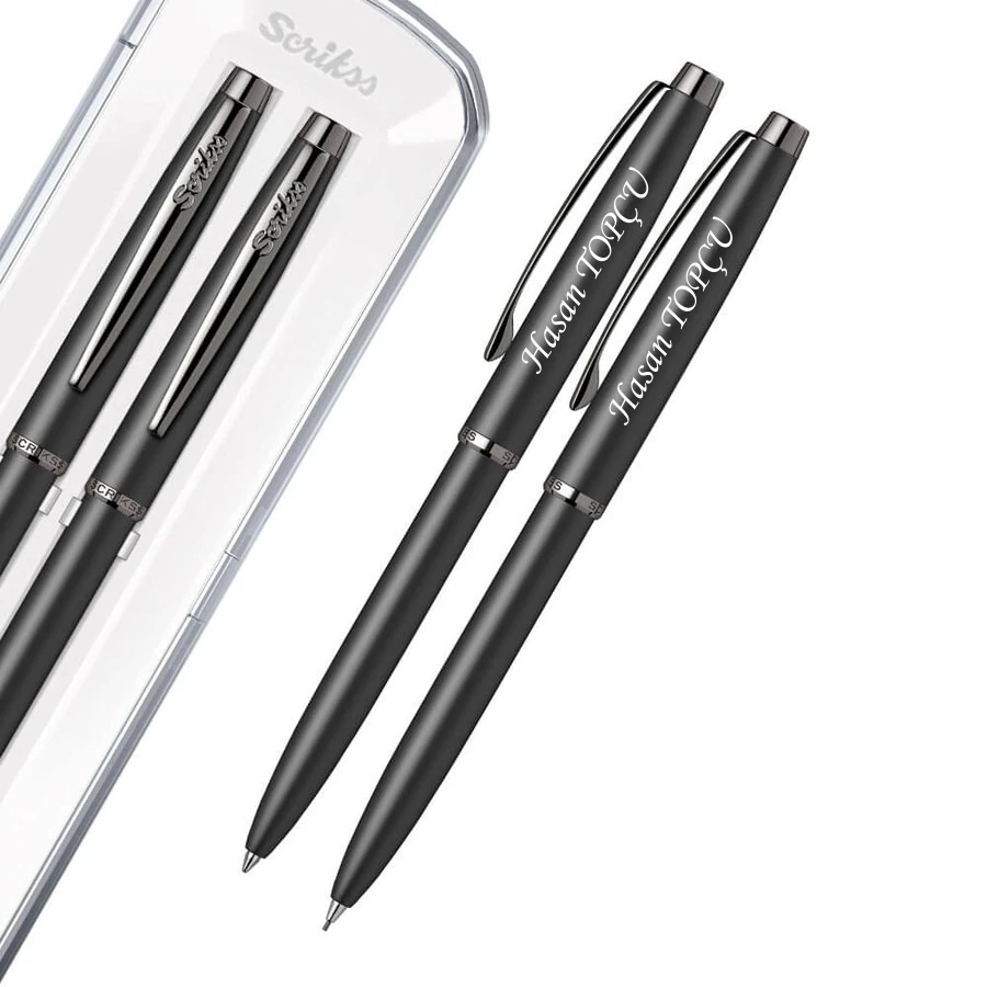 Scrikss Prestige Mat Siyah Kalem Seti (Tükenmez + Versatil)