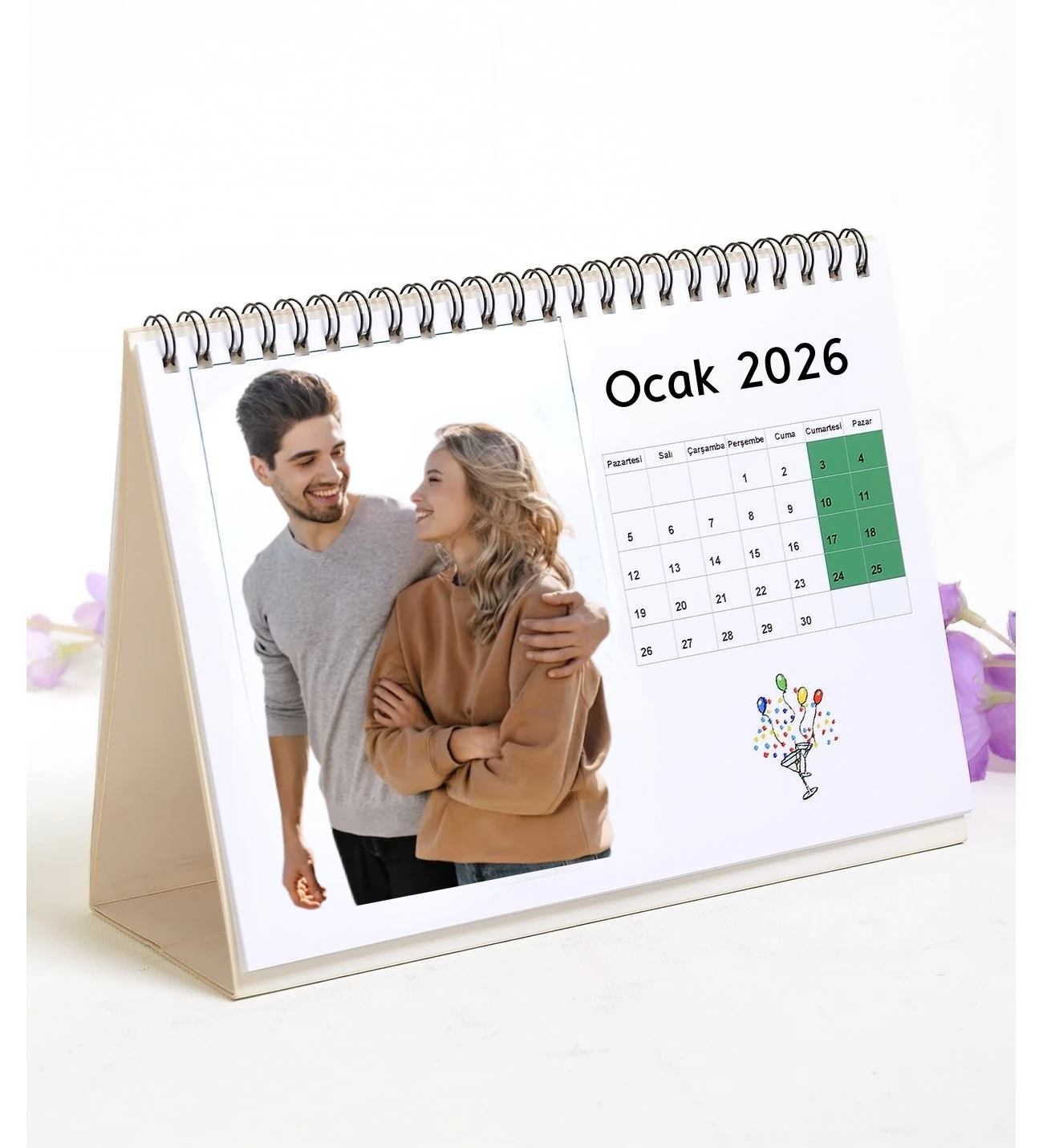 Kişiye Özel Masaüstü Üçgen Takvim (13 Yaprak)