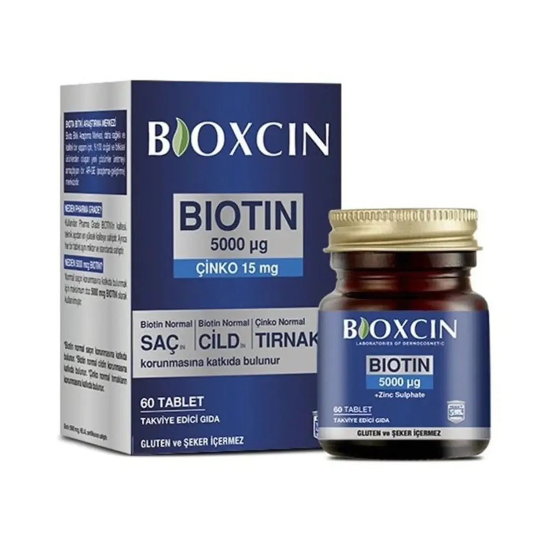 BIOXCIN Biotin 5000mcg + Zinc 15mg (60 Tablets)