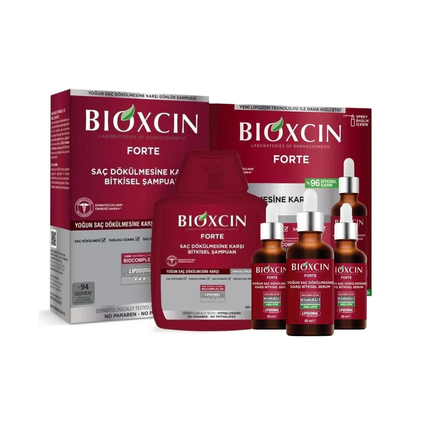BIOXCIN Forte Intense Hair Loss Set: Bioxcin Forte Serum (3x) +Shampoo 300ml