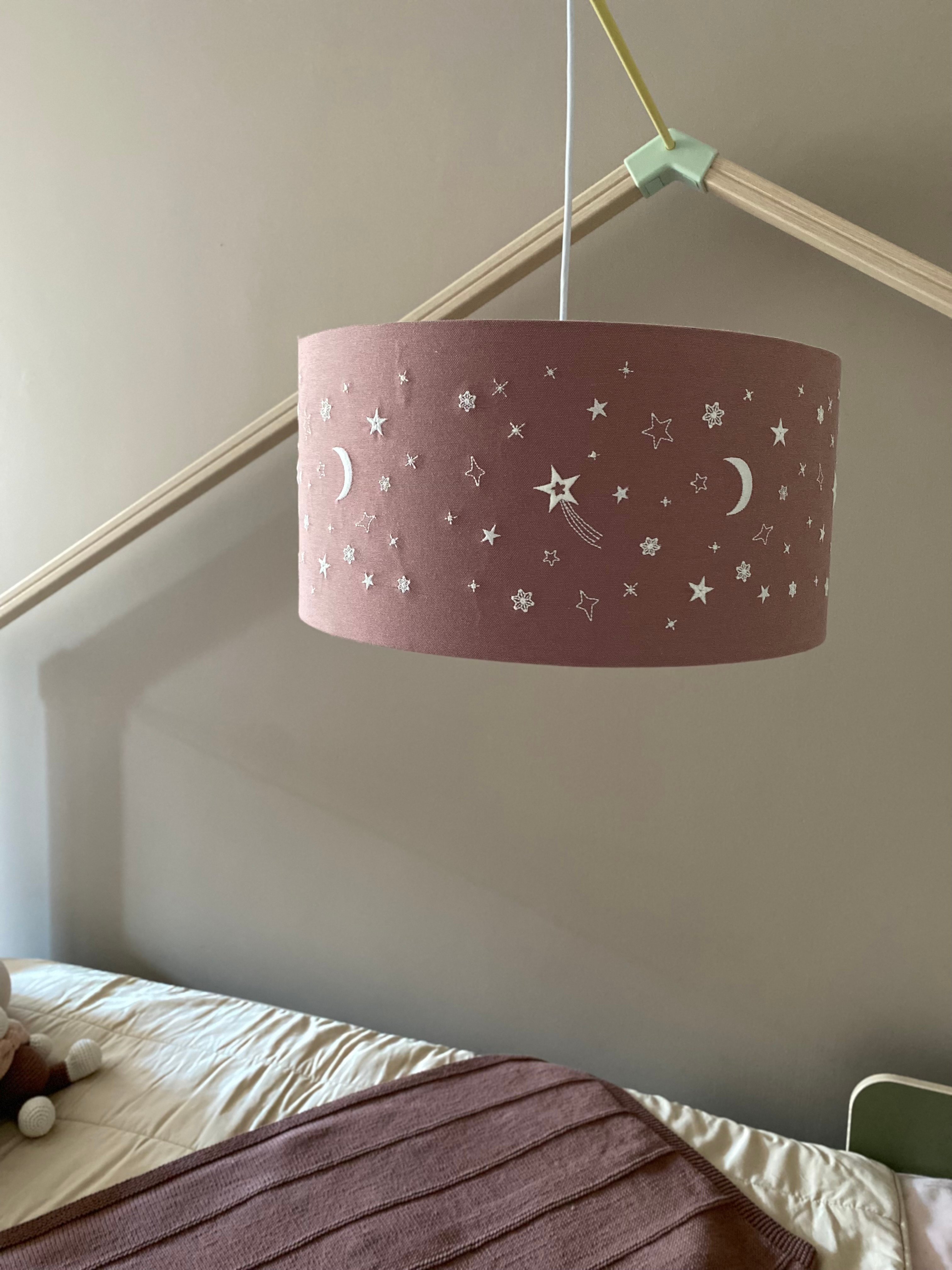 Star Nakışlı Tavan Aydınlatması - Pembe 