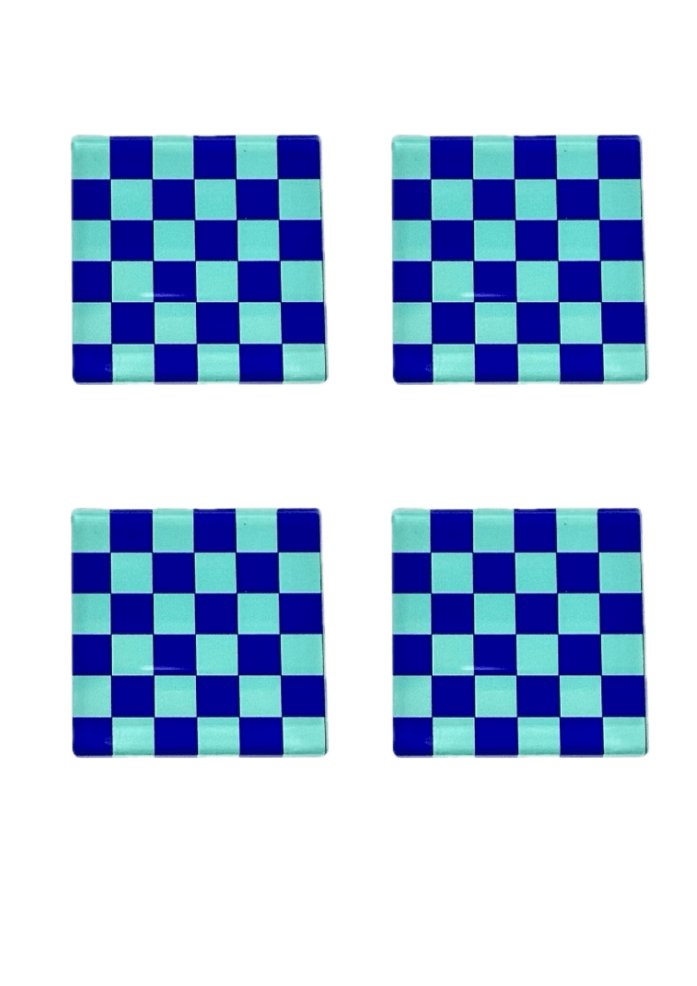 Retro Checkerboard Bardak Altlığı Bluish