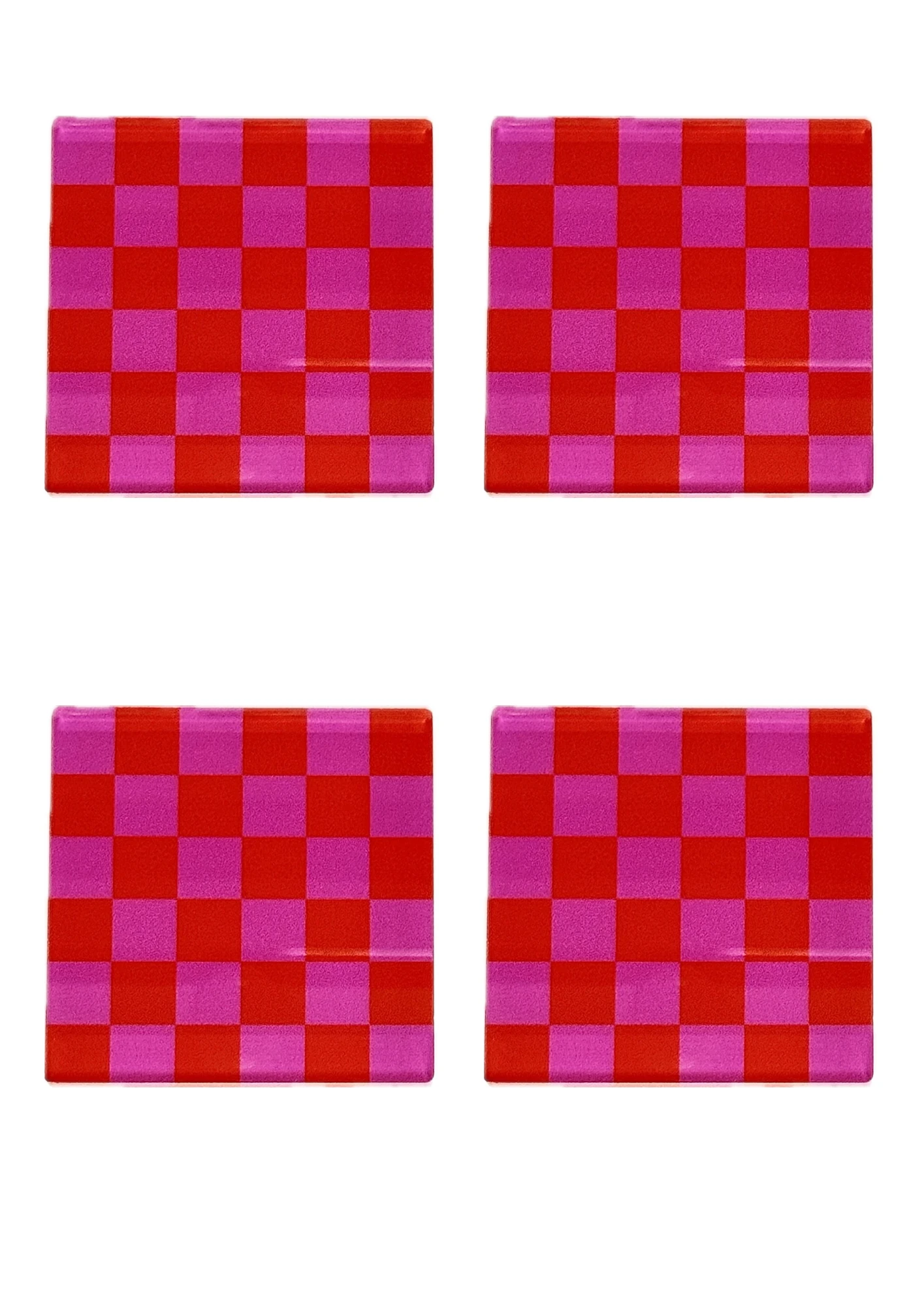Retro Checkerboard Bardak Altlığı Reddish