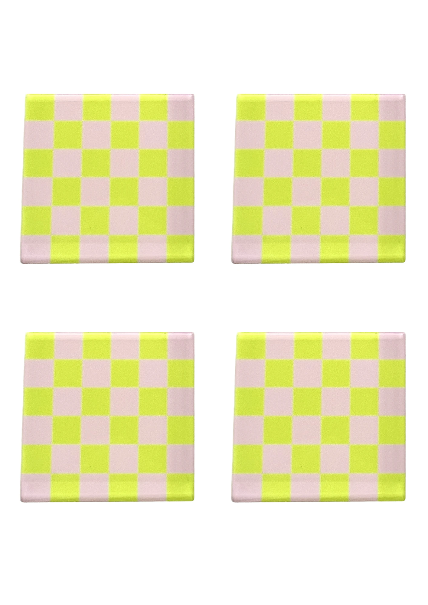Retro Checkerboard Bardak Altlığı Neon
