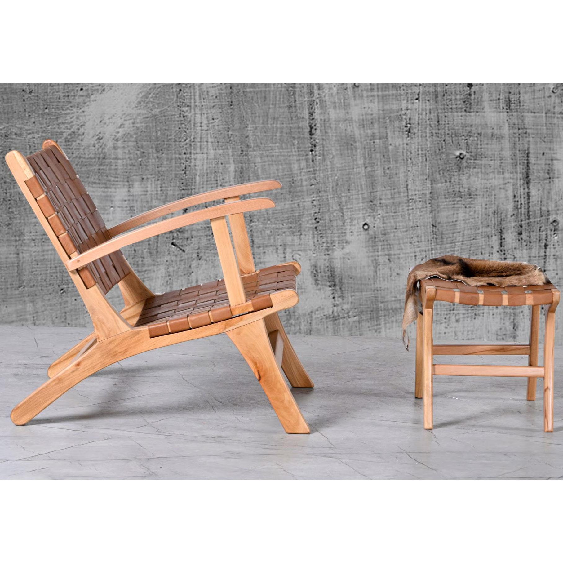 Davina Kolçaklı Gerçek Deri Berjer - Ayak Pufu