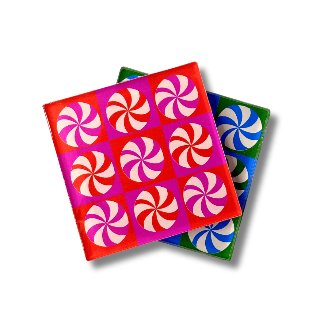Candy Cane Checkers Bardak Altlığı 4’lü Set