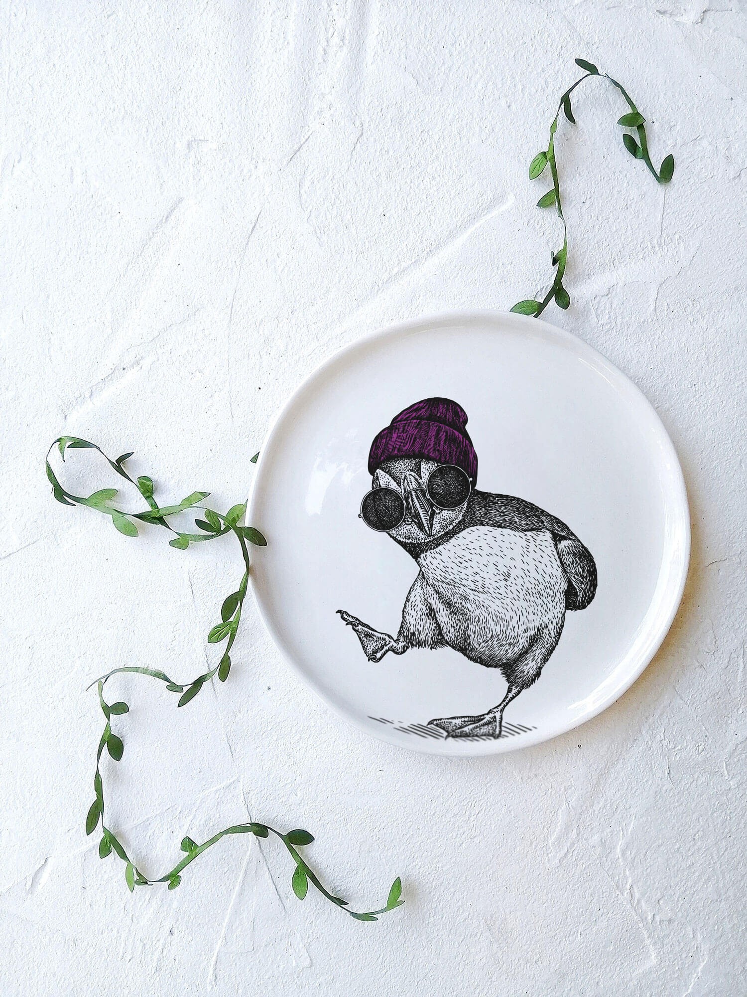 Gravür Hayvan Tabak - Penguen