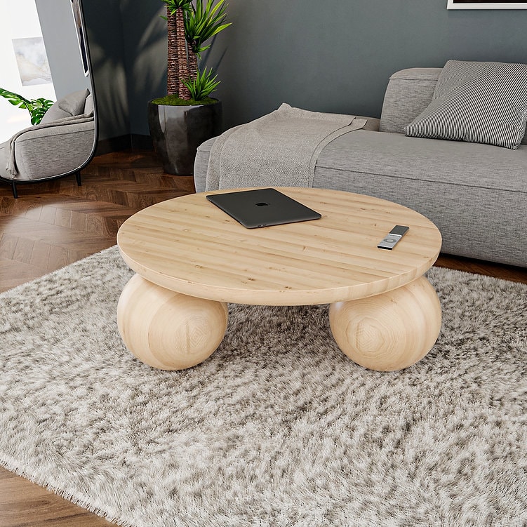 Masif Ahşap Oval Sehpa