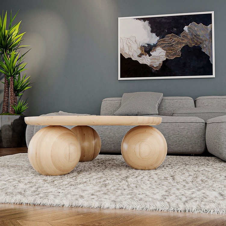 Masif Ahşap Oval Sehpa