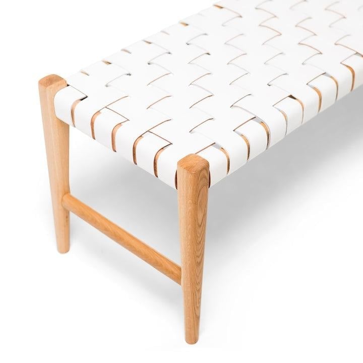 Gerçek Deri Kent Bench - Beyaz