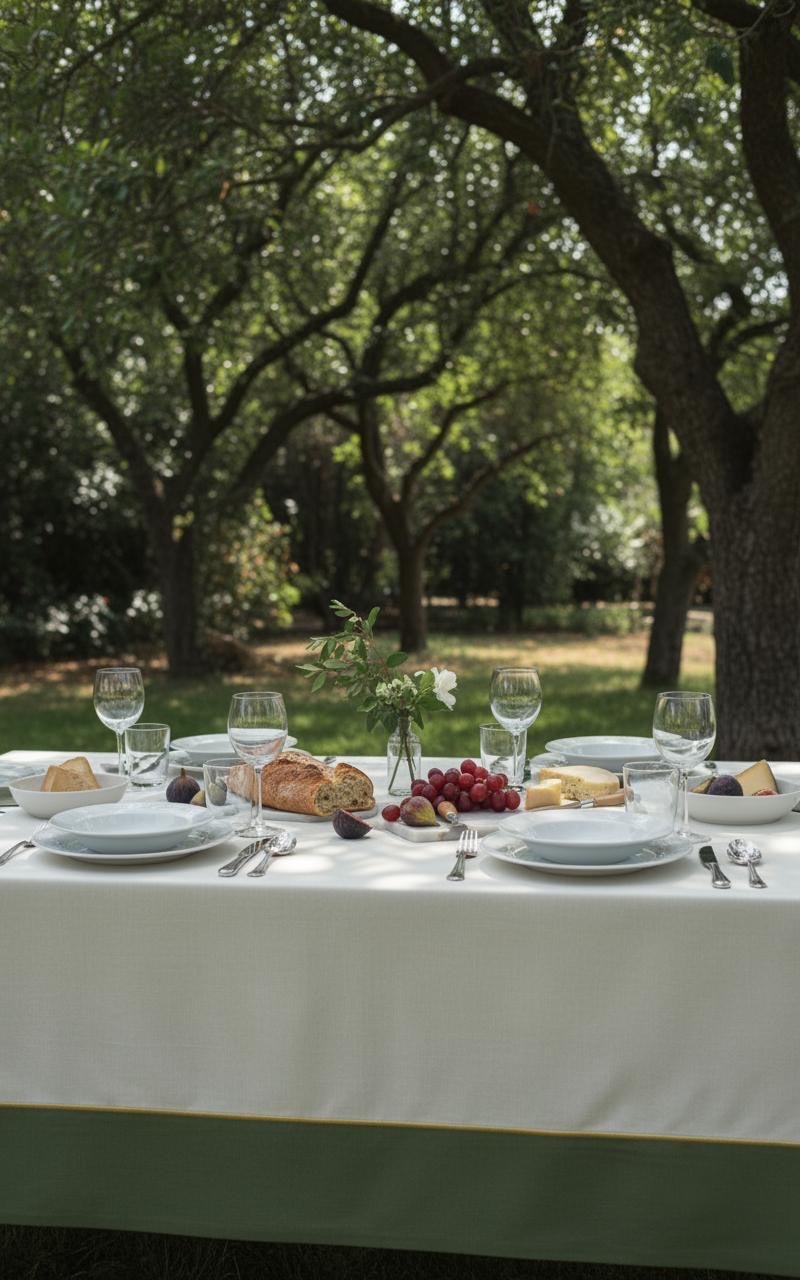 Altın Renk İşlemeli Masa Örtüsü