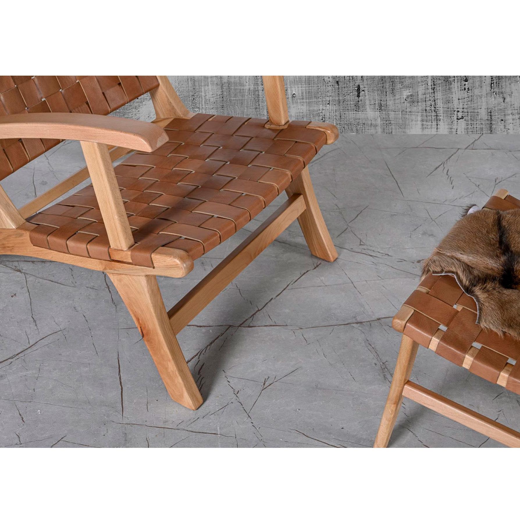 Davina Kolçaklı Gerçek Deri Berjer - Ayak Pufu