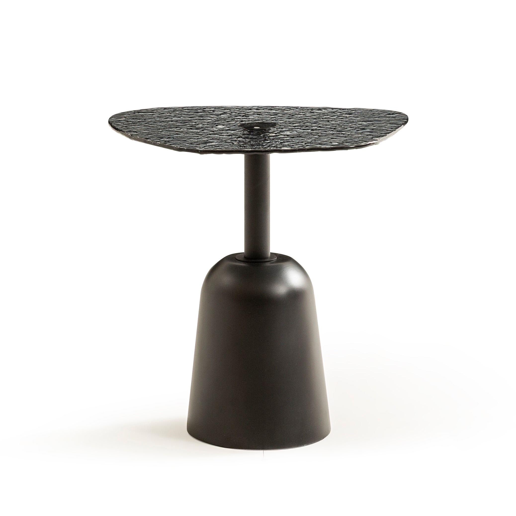 Delta Dörtgen Yan Sehpa - 50 cm - Siyah Füzyon Cam