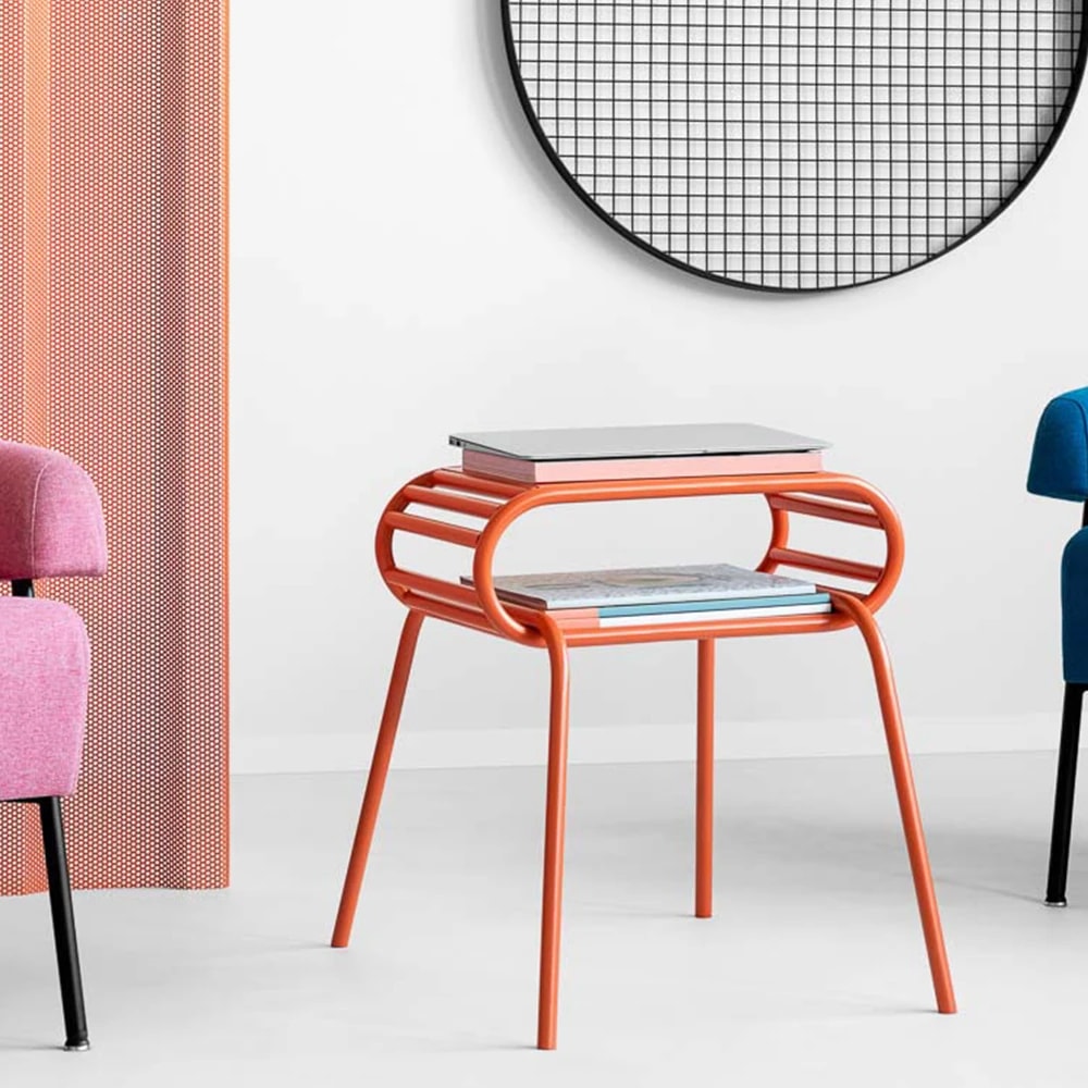 Lyra Turuncu Metal Yan Sehpa