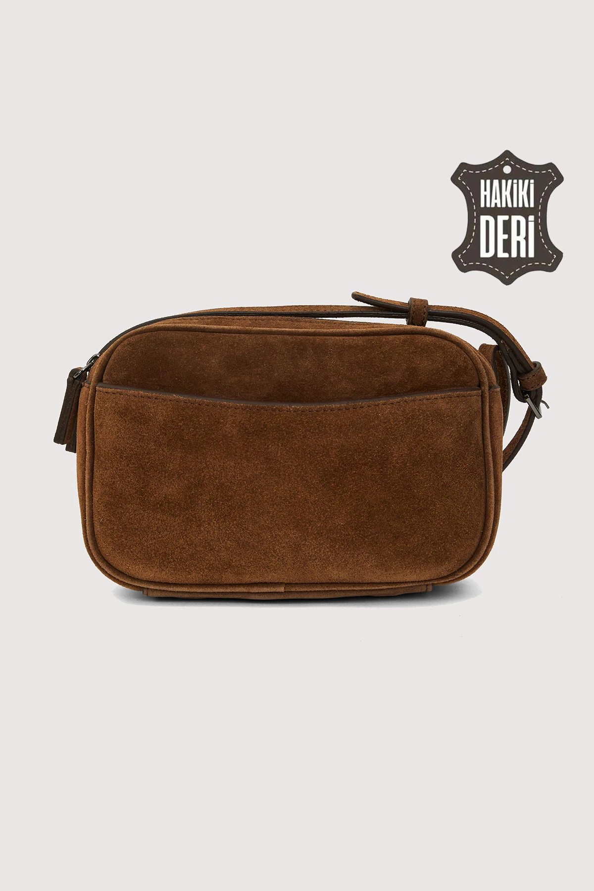 Hakiki Deri Kadın Çapraz Omuz Çantası SMR8975 - Taba Süet