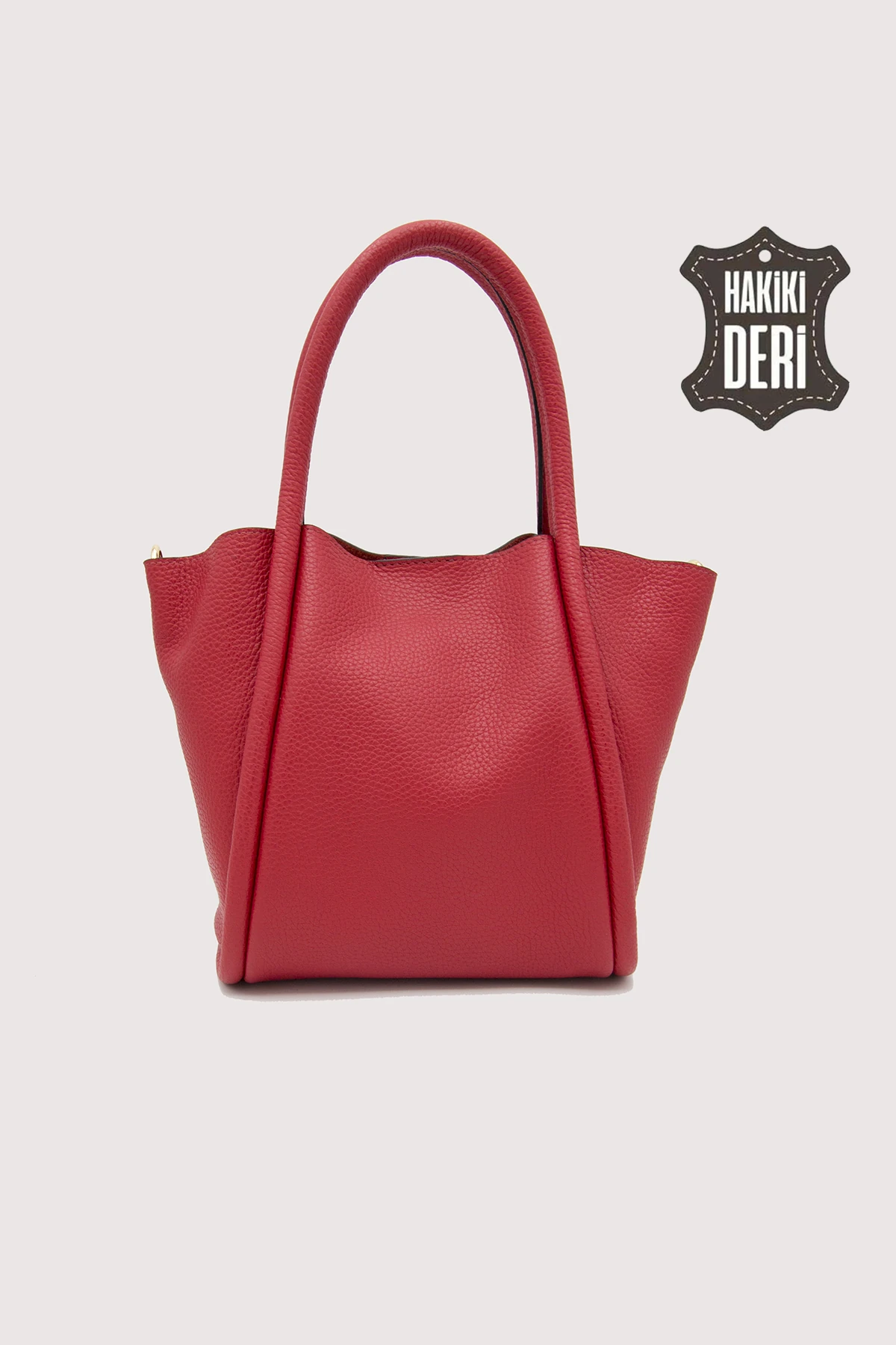 Hakiki Deri Kadın Organizerlı El Çantası SMR9206 - Kırmızı