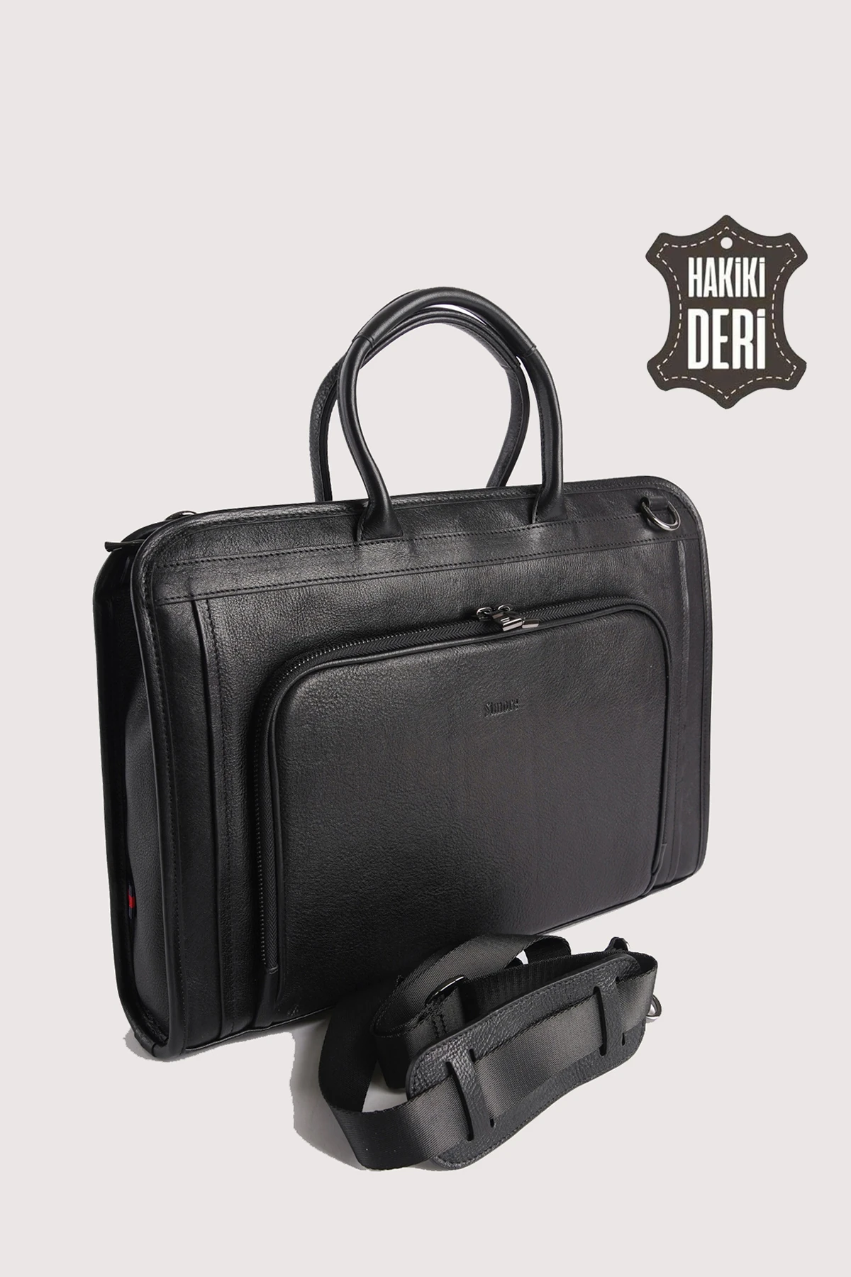 Hakiki Deri Erkek Evrak Çantası Siyah SMR063 - Simore