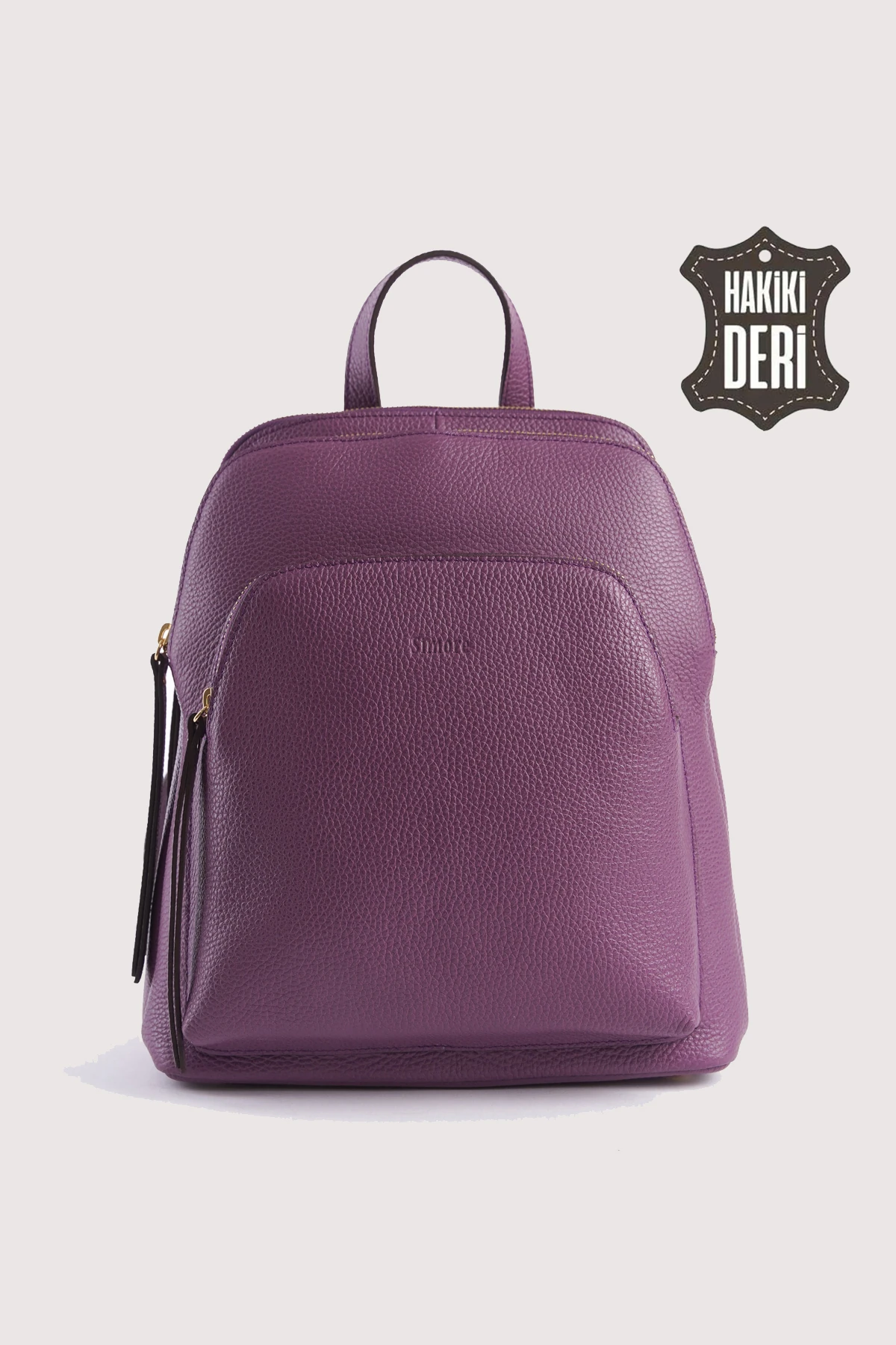 Hakiki Deri Kadın Sırt Çantası SMR9209 - Mürdüm