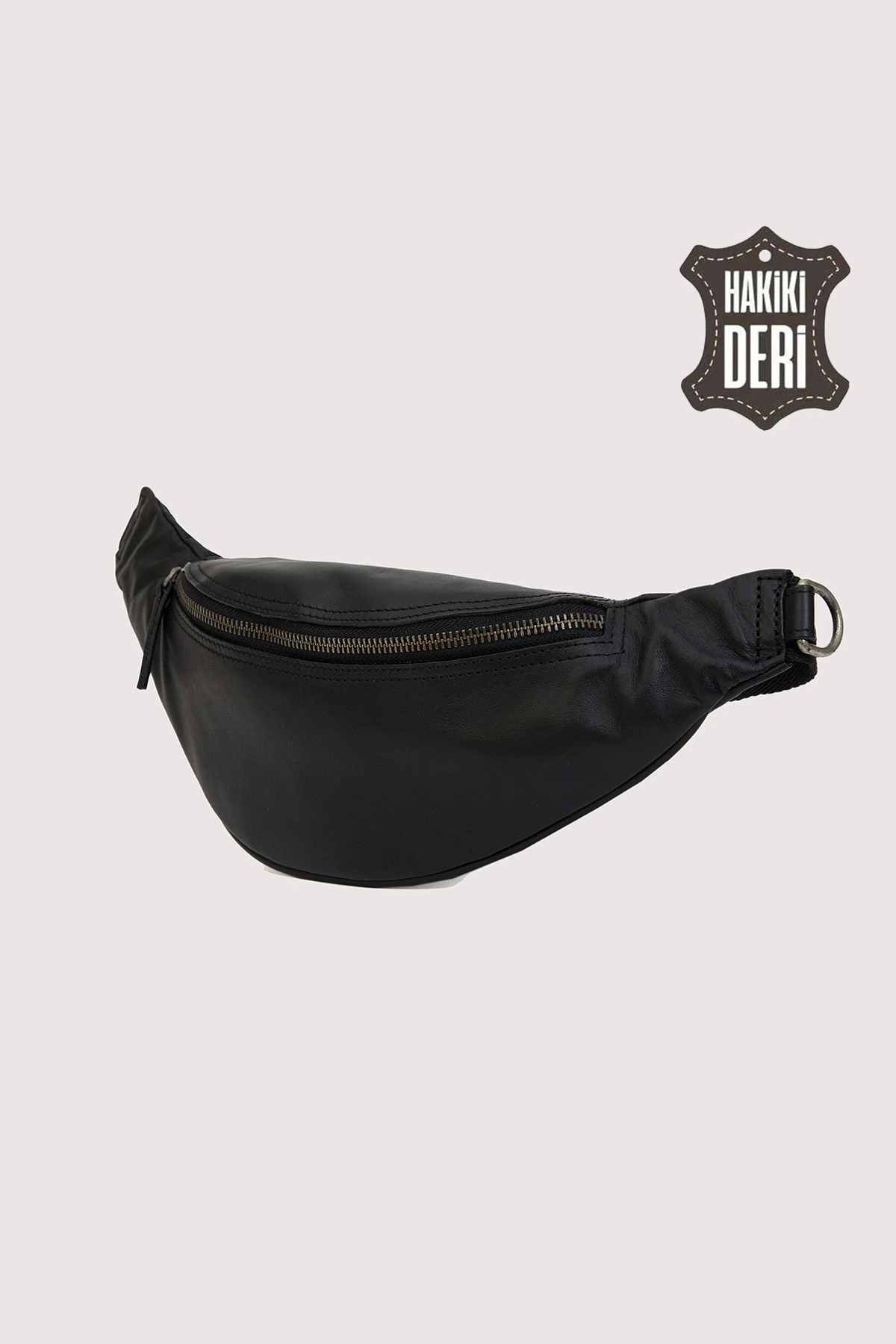 Shadow Hakiki Deri Siyah Unisex Bel Çantası SMR8948