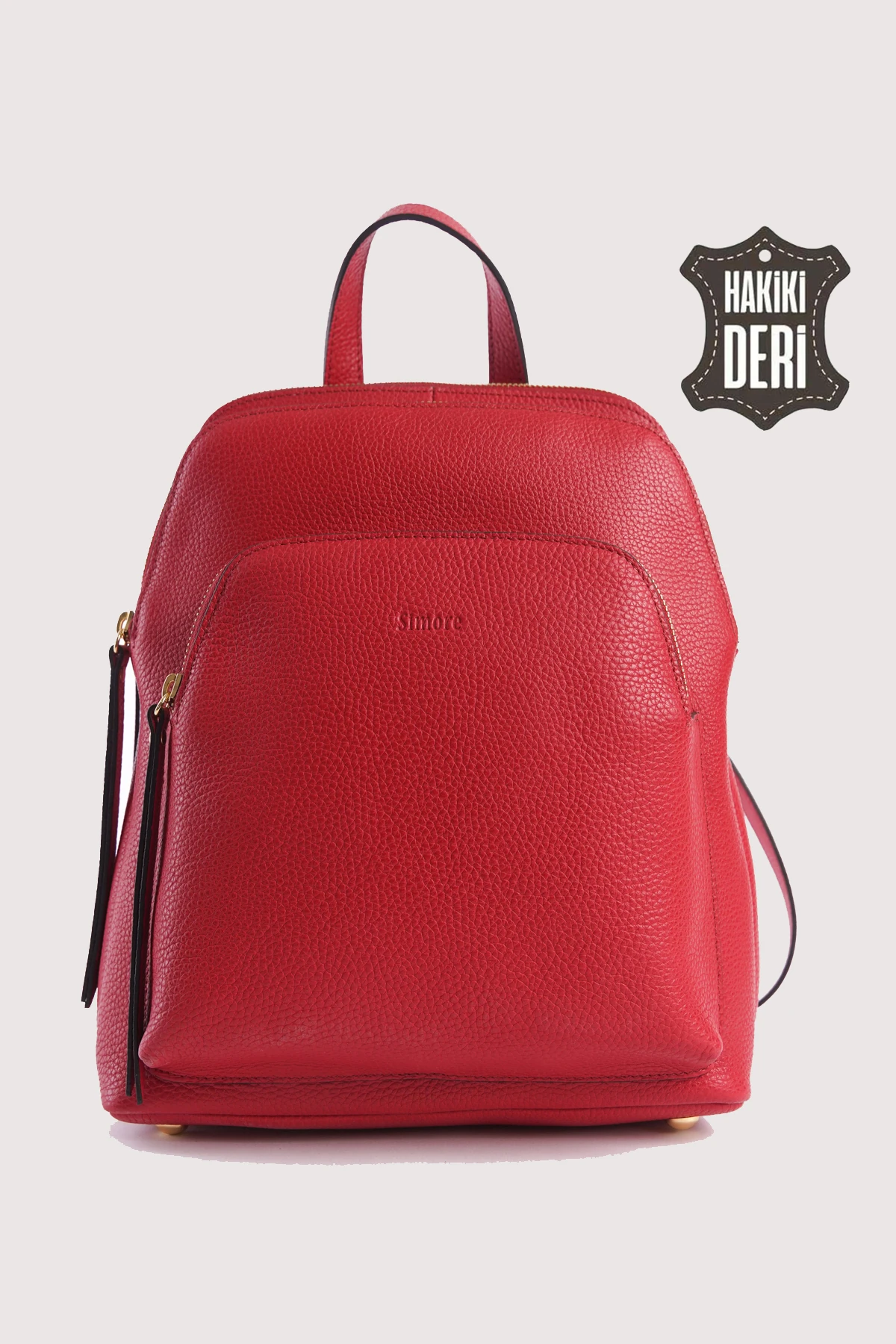 Hakiki Deri Kadın Sırt Çantası SMR9209 - Kırmızı