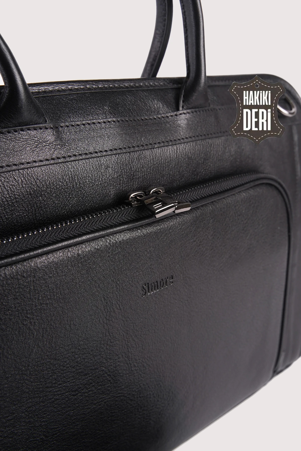 Hakiki Deri Erkek Evrak Çantası Siyah SMR063 - Simore