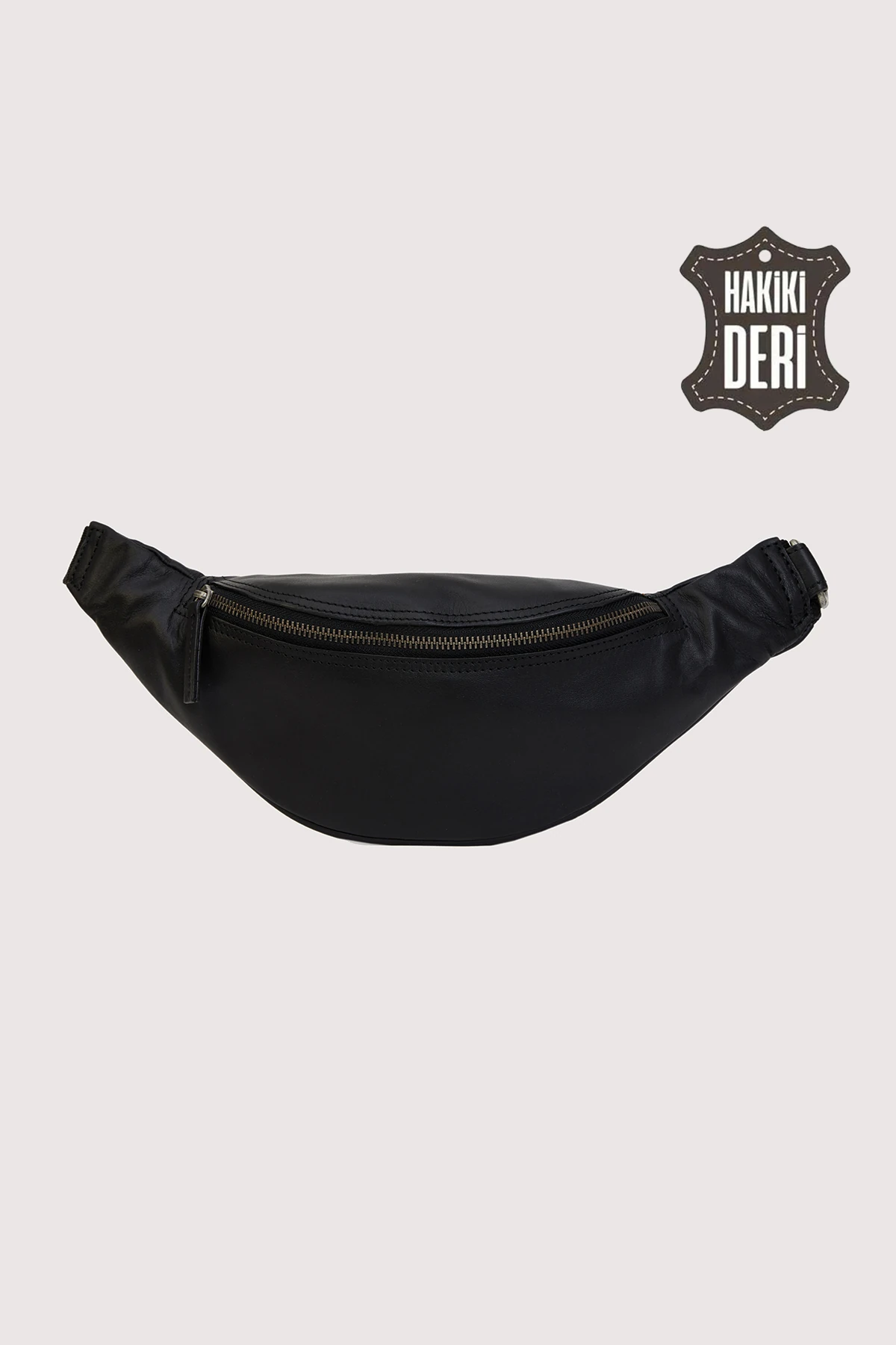 Shadow Hakiki Deri Siyah Unisex Bel Çantası SMR8948
