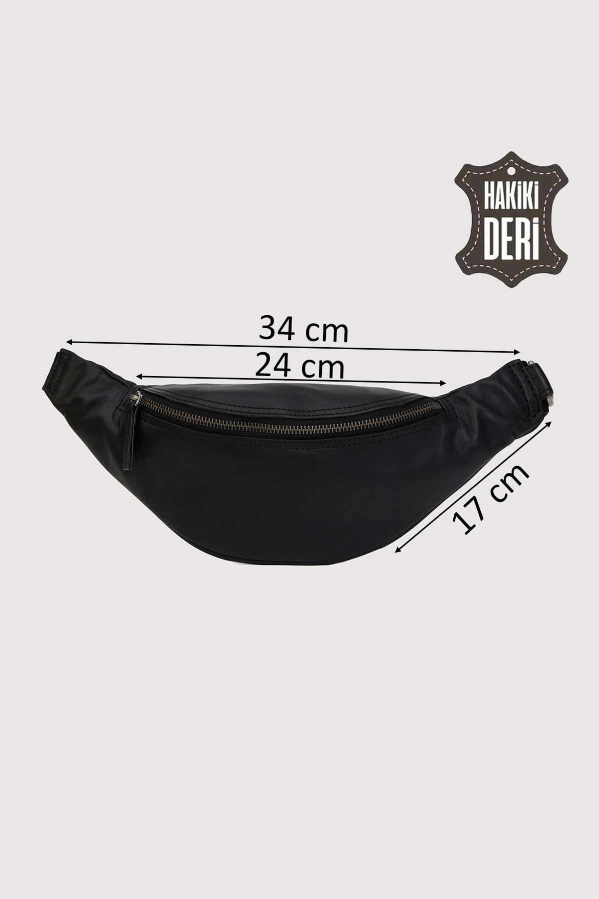 Shadow Hakiki Deri Siyah Unisex Bel Çantası SMR8948