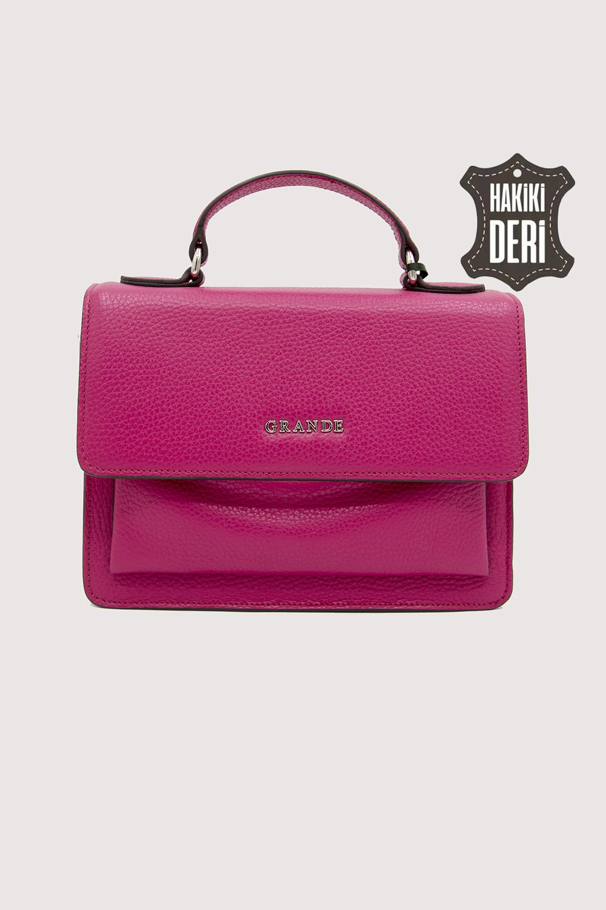 Hakiki Deri Kadın El Çantası Uzun Askılı SMR9022 - Fuşya