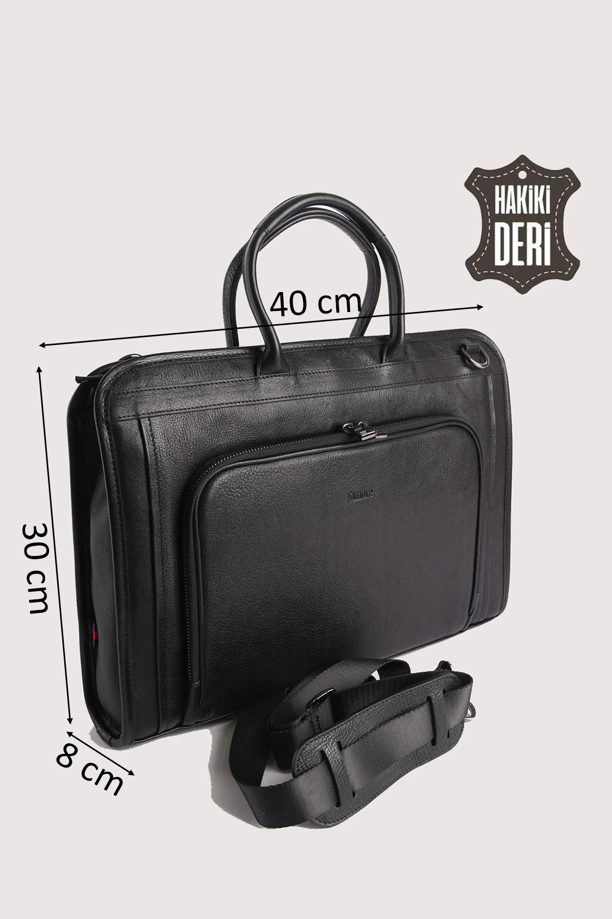 Hakiki Deri Erkek Evrak Çantası Siyah SMR063 - Simore