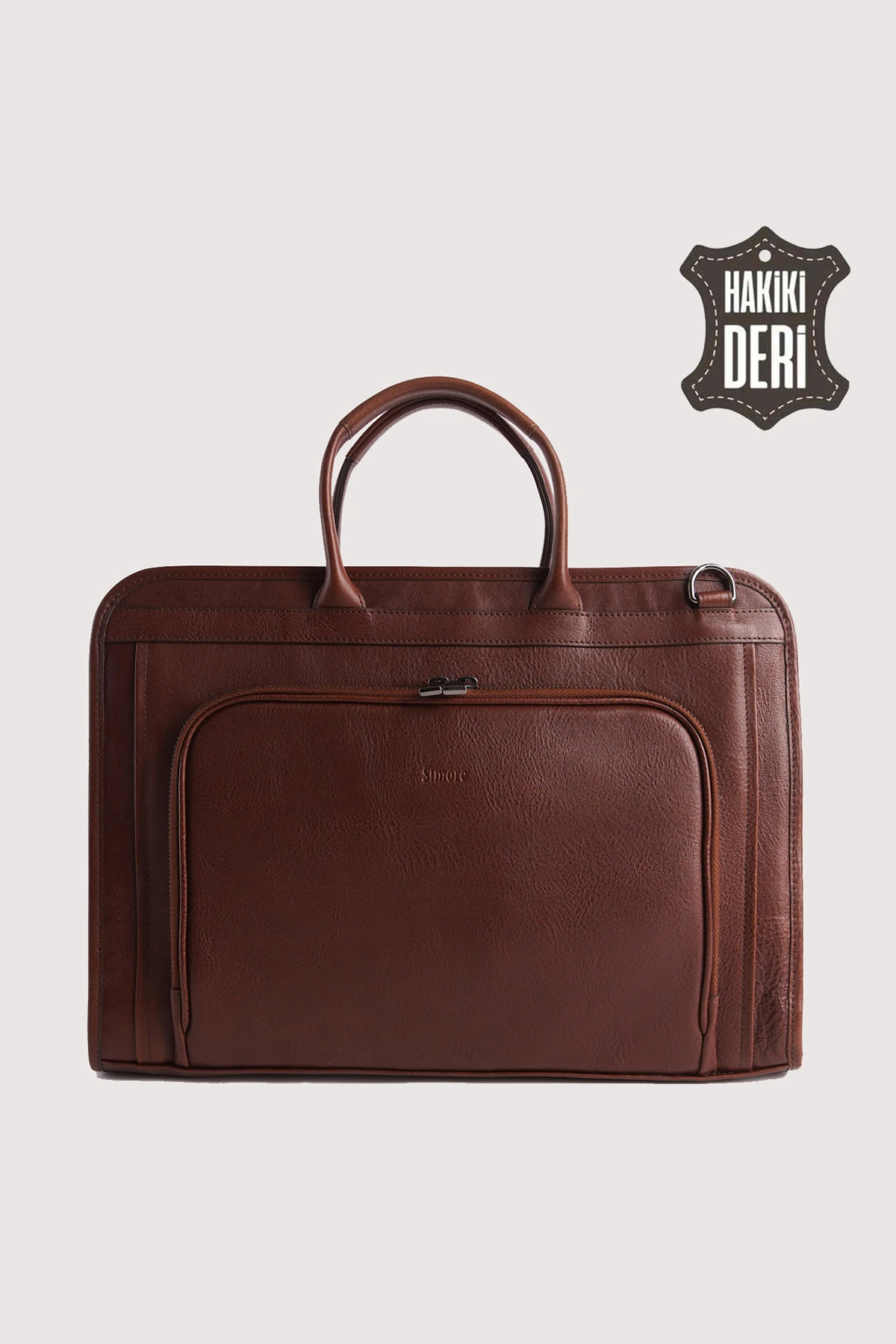 Hakiki Deri Erkek Evrak Çantası Siyah SMR063 - Simore - Taba