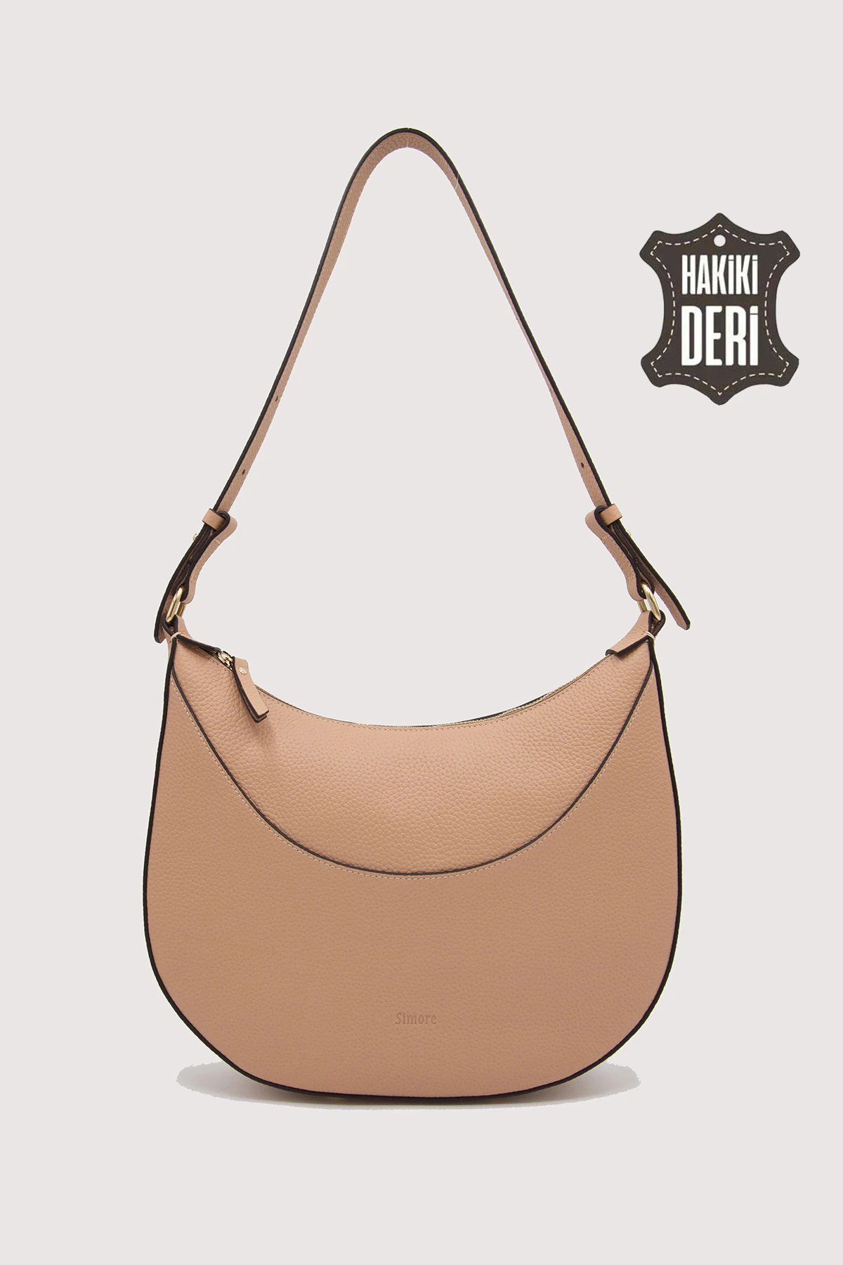 Hakiki Deri Kadın Omuz Çantası SMR9416 - Pudra